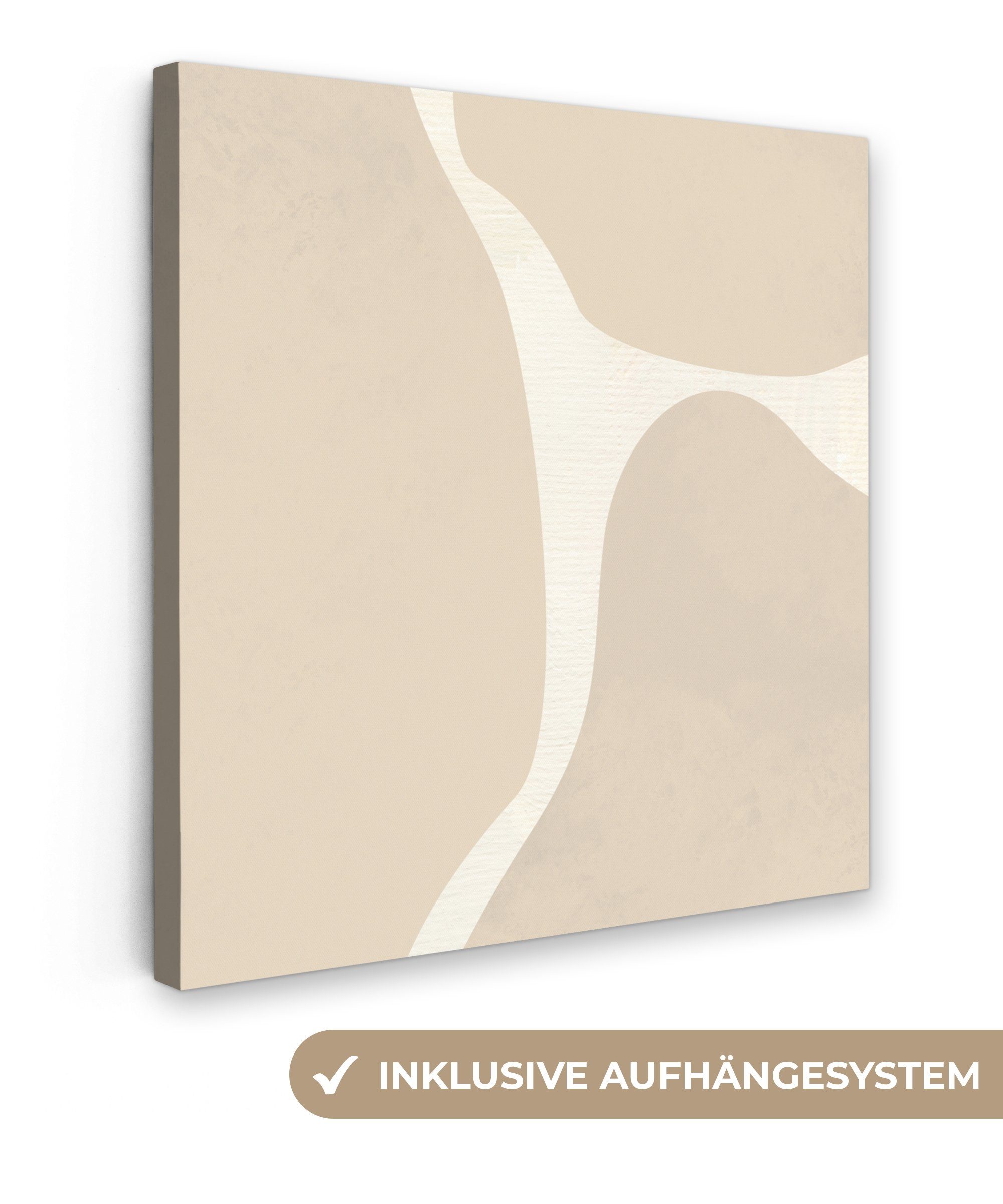 OneMillionCanvasses® Leinwandbild Abstrakt - (1 Beige Schlafzimmer, 20x20 Moderne Kunst, St), Leinwand - für Bilder Wohnzimmer cm