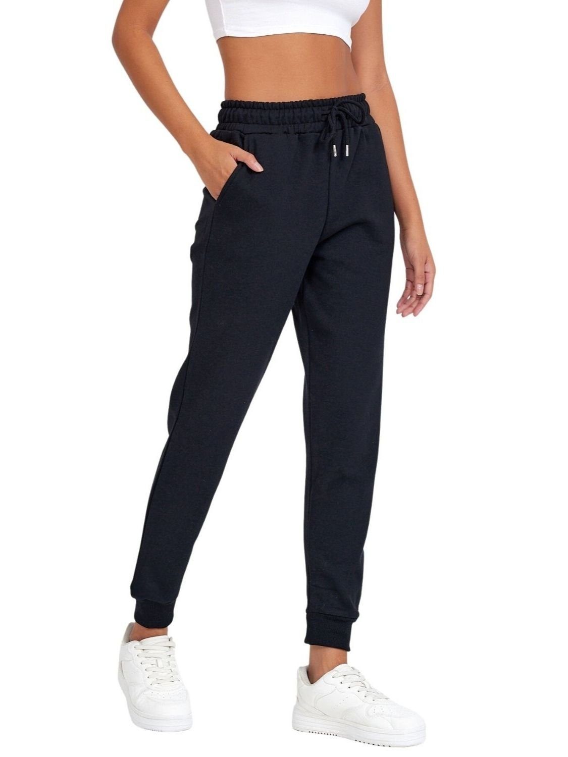 COMEOR Jogginghose Damen -Baumwolle mit Schwarz Trainingshosen, Passform Sporthose, Regular (1-tlg) Freizeithosen, Sweatpants