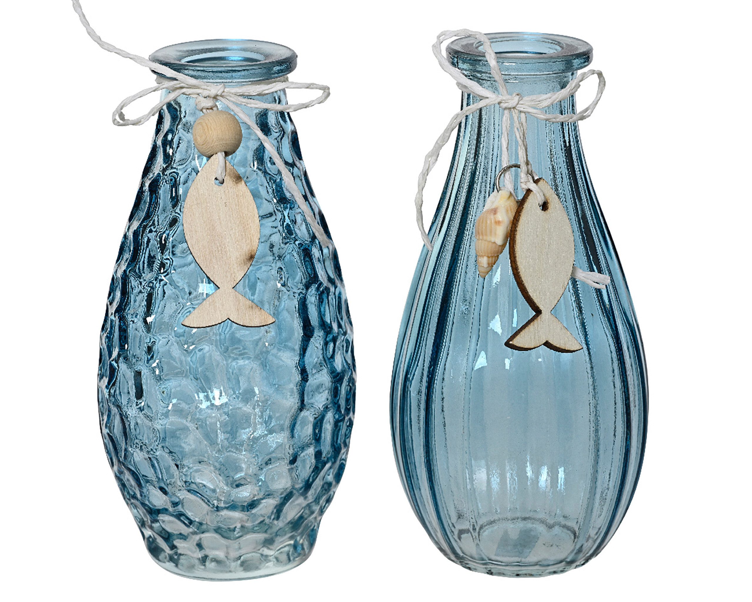 Decoris season decorations Dekovase, Vase 14cm Glas 1 Stück sortiert Blau Transparent