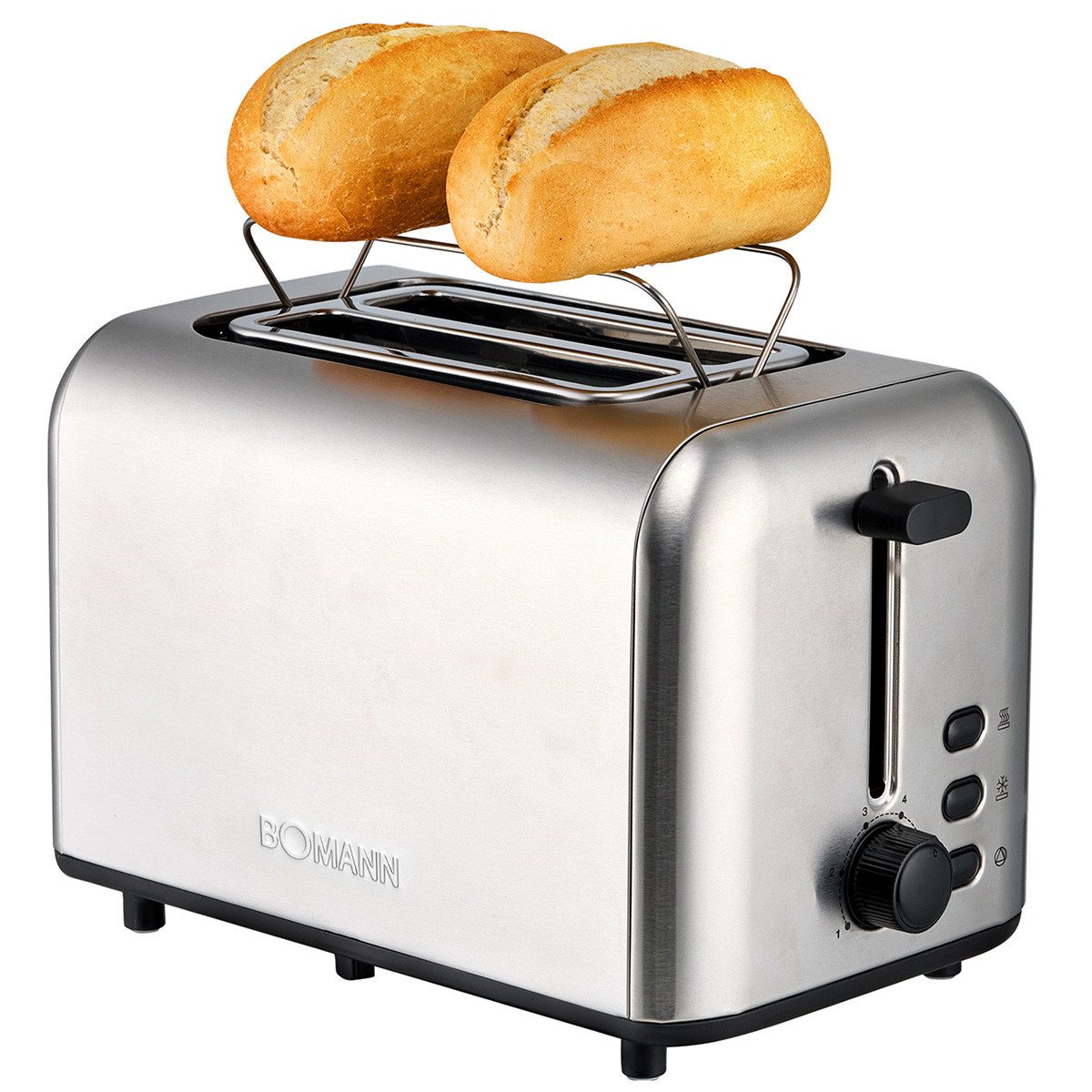 BOMANN Toaster TA 6080 CB, Toaster 2 Scheiben, integrierter Brötchenaufsatz