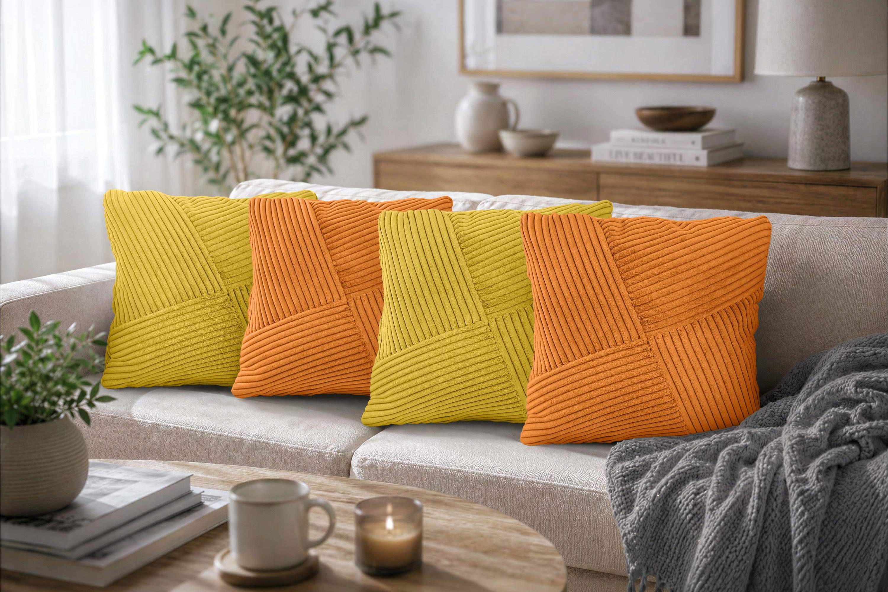 Amilian Dekokissen Sofakissen Zierkissen 4er-Set - weich, unifarben, formstabil, Couchkissen mit Kissenfüllung 40x40 cm