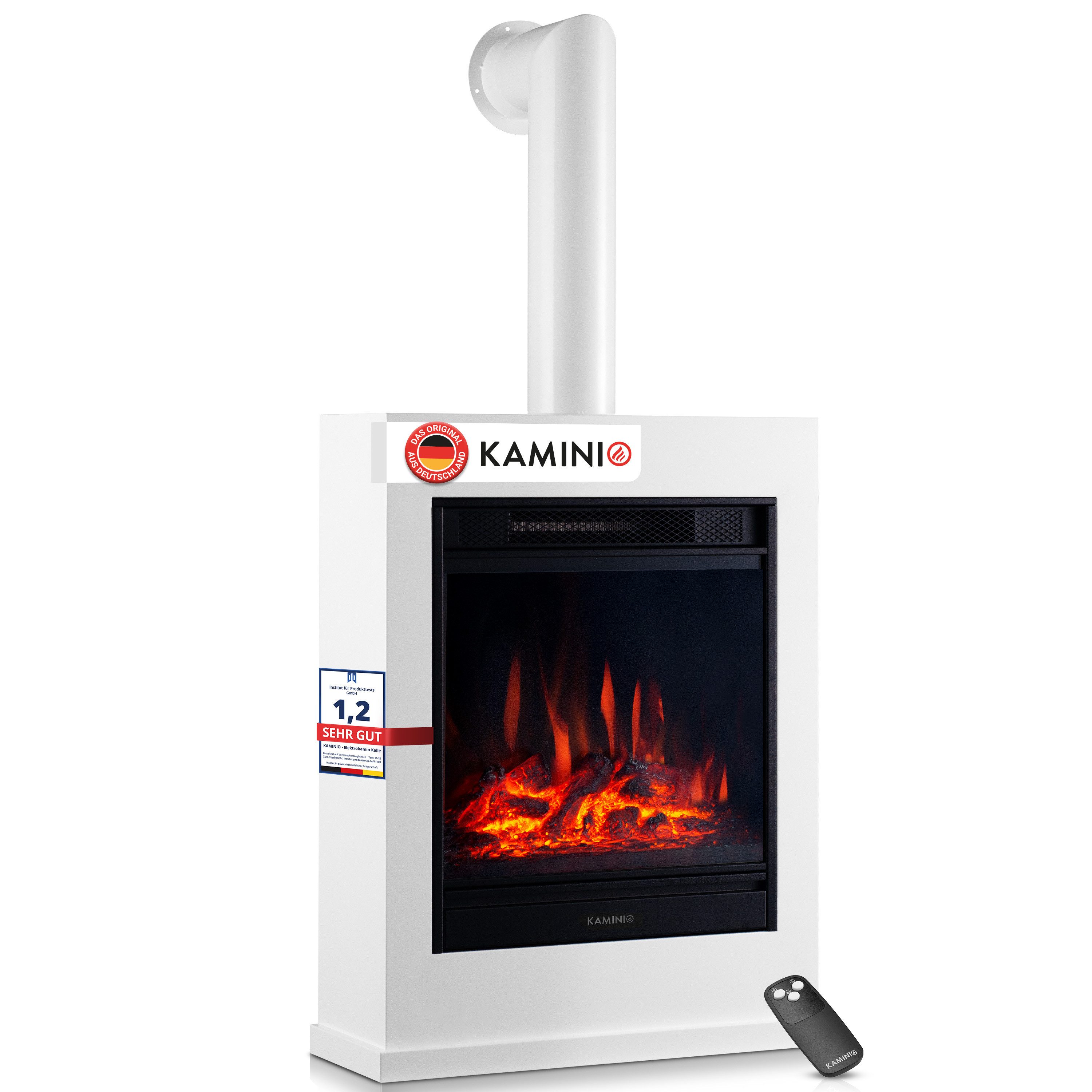 KAMINIO Elektrokamin KALLE, Elektrischer Kamin mit 3D-Flammeneffekt, Heizung 1800W
