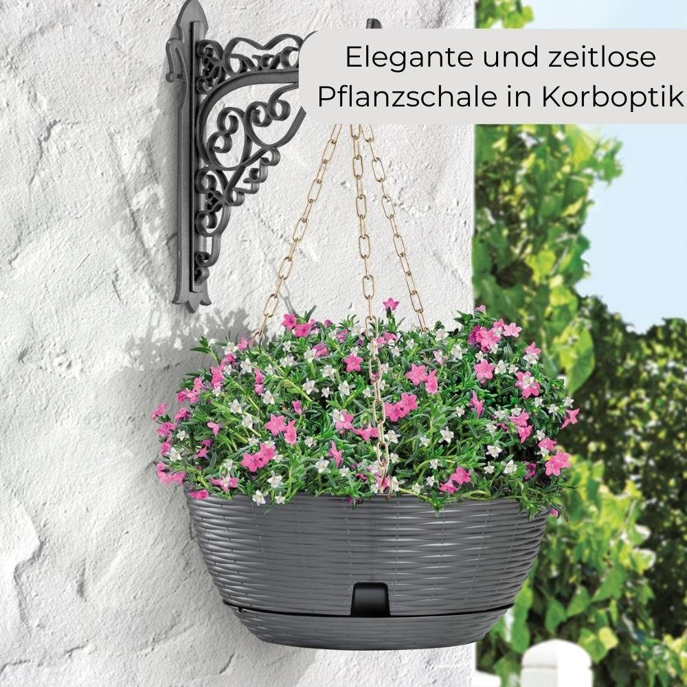 Blumenampel Hängeampel Blumenampel Pflanzenampel Kette GarPet anthrazit Wandhalterung Hängeschale