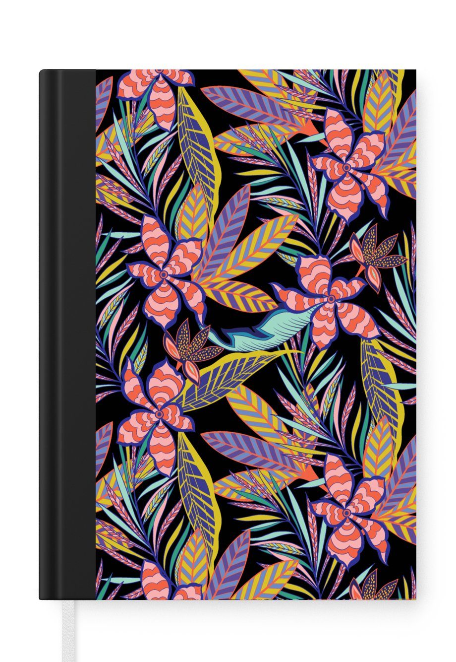 MuchoWow Notizbuch Hawaii - Regenbogen - Blumen - Blätter - Psychedelisch, Journal, Merkzettel, Tagebuch, Notizheft, A5, 98 Seiten, Haushaltsbuch