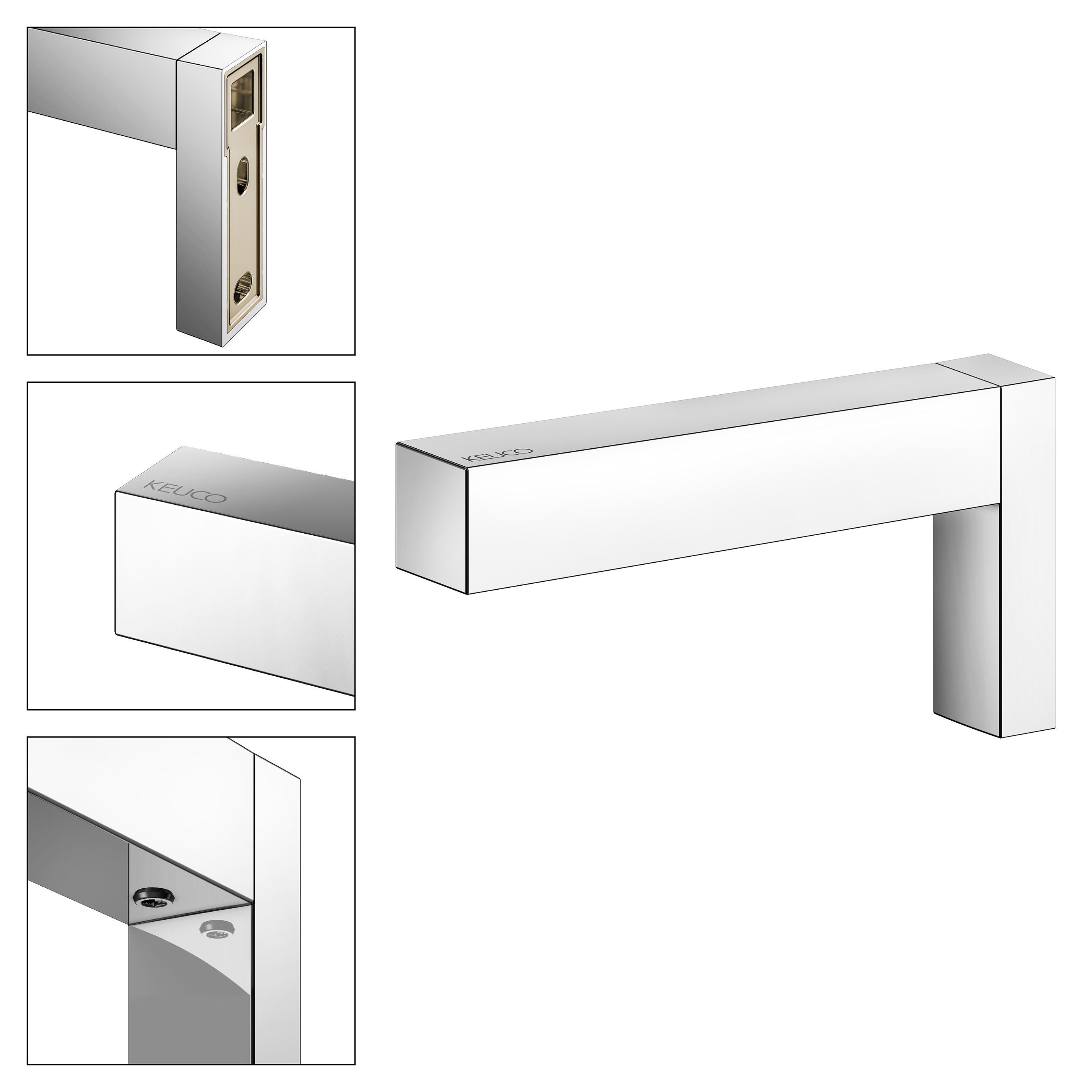 Keuco Toiletten-Ersatzrollenhalter Edition 90 Square, Ersatzrollenhalter aus Metall, verchromt, WC-Rollenhalter, 1 Rolle