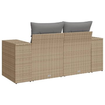 vidaXL Loungesofa Gartensofa mit Kissen 2-Sitzer Beige Poly Rattan