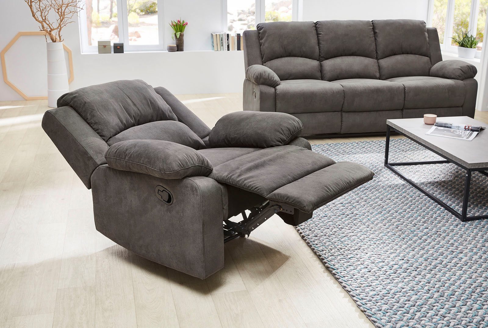 Jockenhöfer Gruppe Sessel Dakota, B: 97 cm, Sitzhöhe: 47 cm, mit Relax- & Liegefunktion, Taschenfederkern-Polsterung