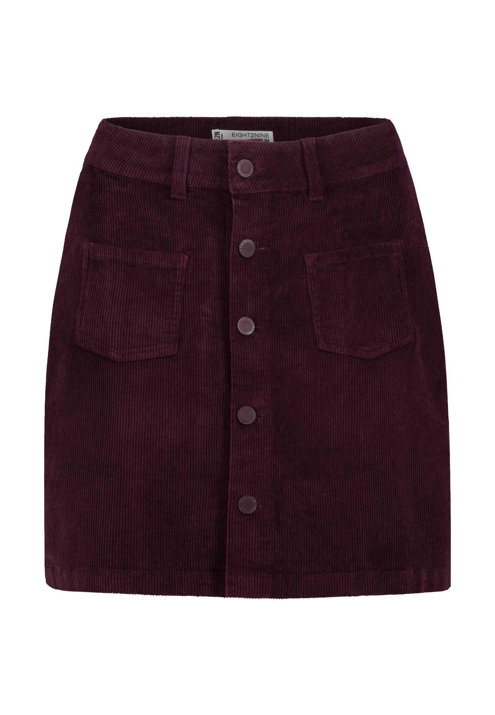 Eight2Nine Minirock Damen Mini Cordrock aufgesetzte Taschen und Kopfle