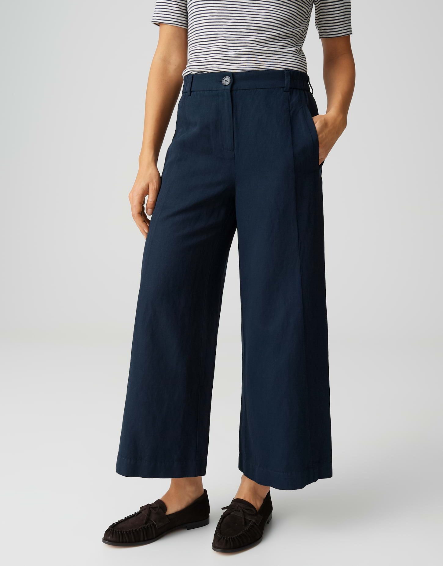 OPUS Culotte MAIGA FLOW aus nachhaltigem Viskose Leinen Mix Paspeltaschen vorne, pflegeleicht, natürlicher Griff, Casual