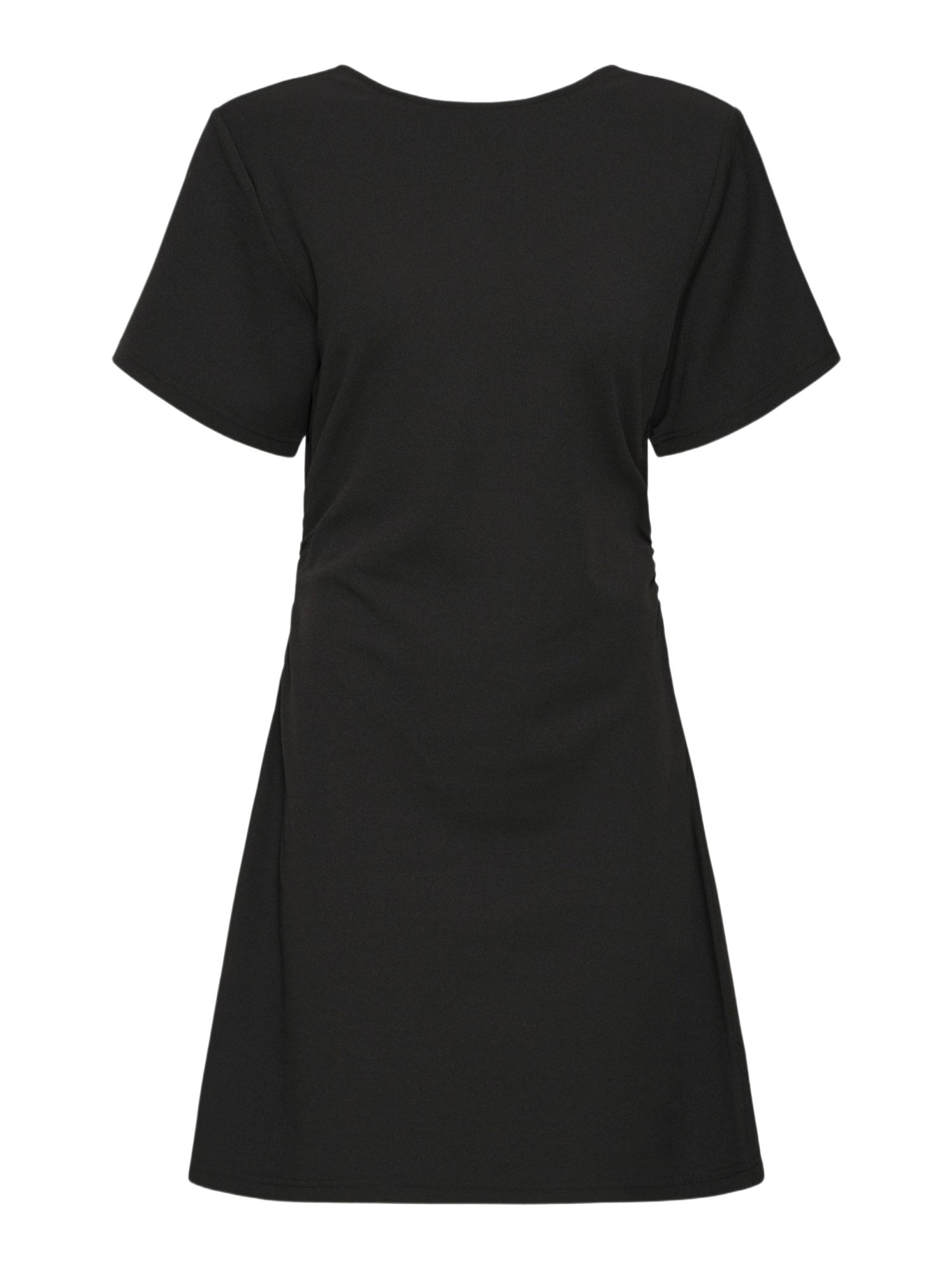 ICHI Midikleid schwarz,Freizeit,Polyester,Unifarben,Rundhals,Kurz,Regular Fit