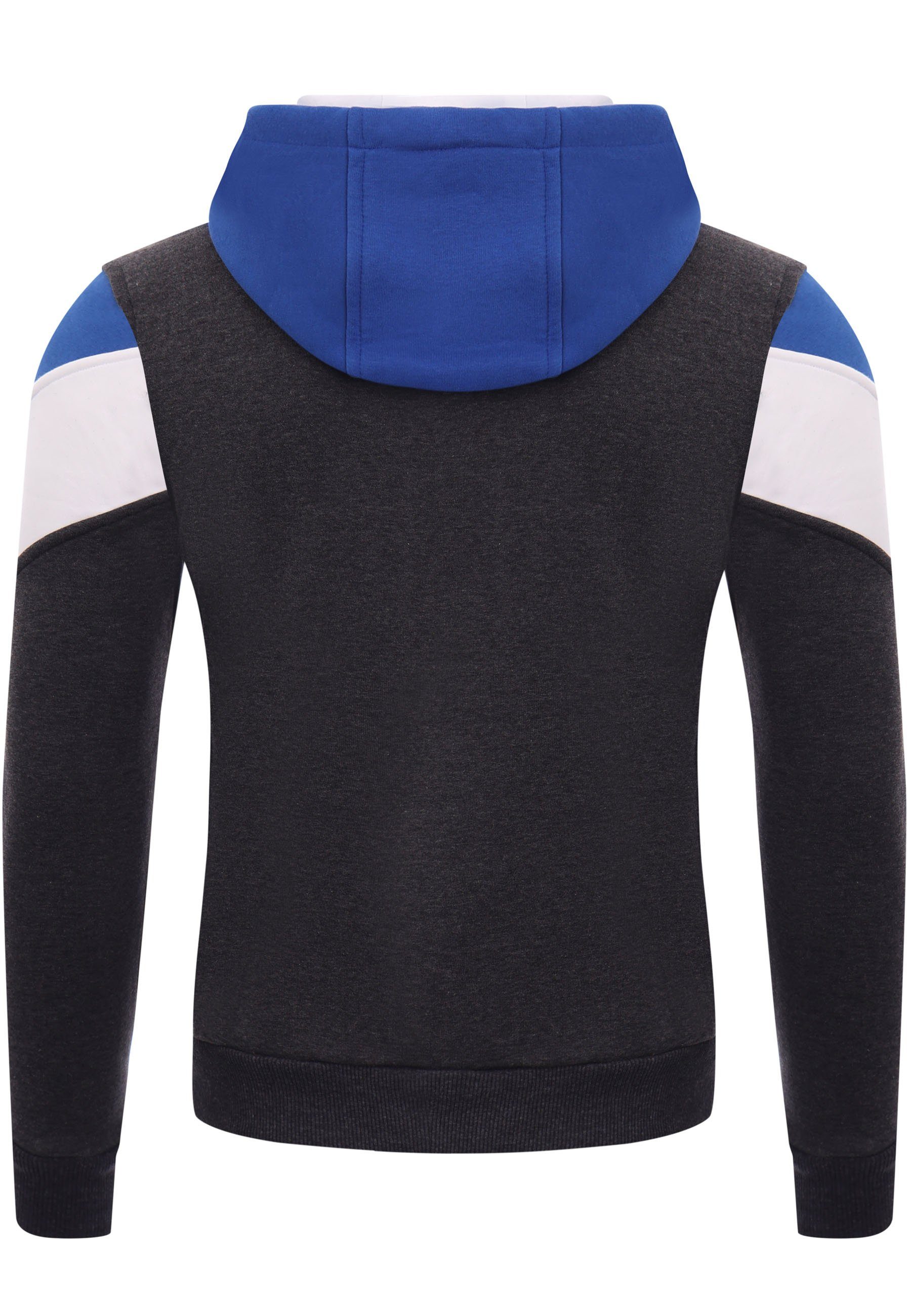 Hoodie Sweater Sweatshirt Sweatjacke Winter-Pullover Pulli Reslad blau-schwarz Zipper (1-tlg) Sweatjacke Reslad Kapuzenpullover RS-1007