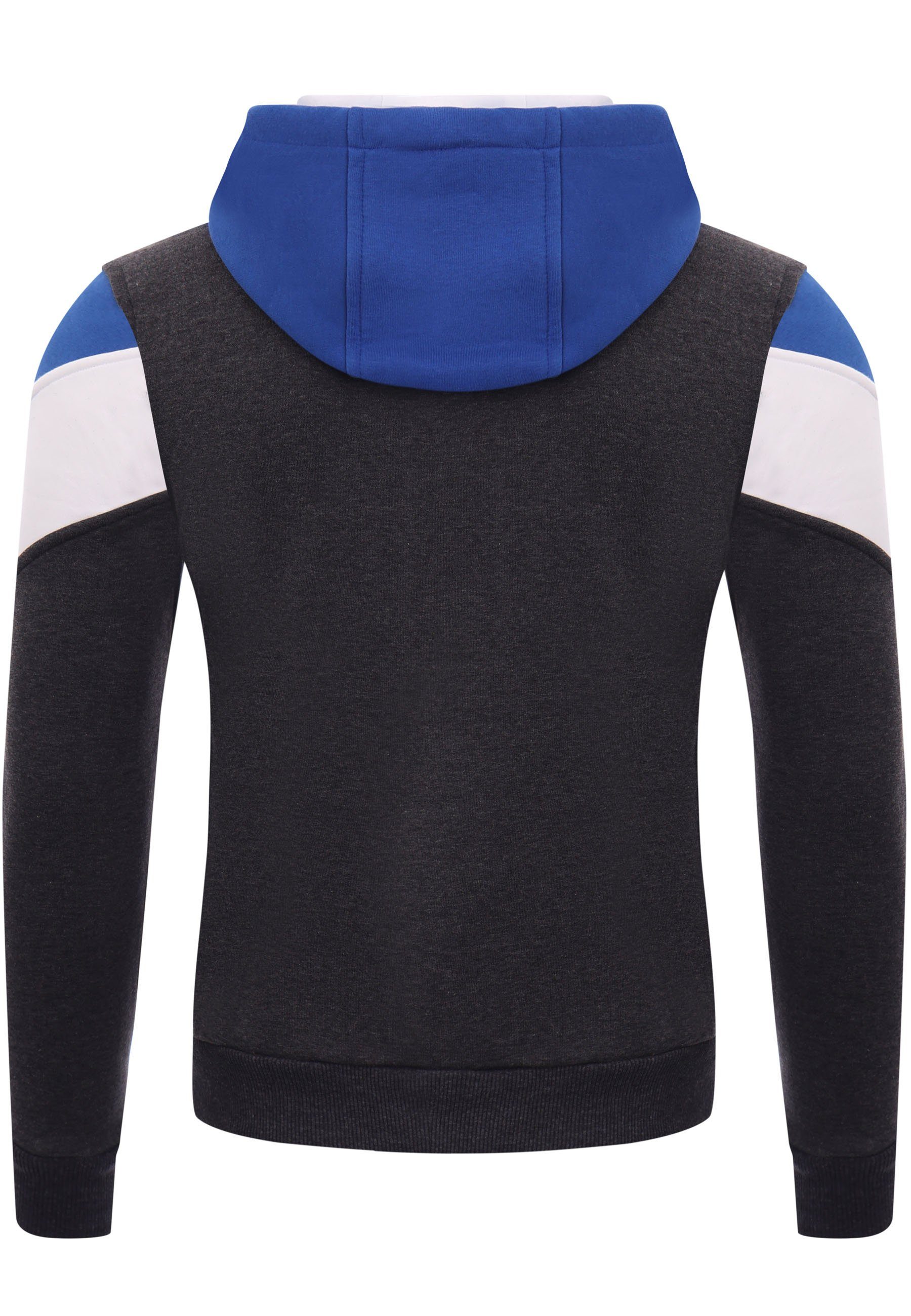 Hoodie Winter-Pullover (1-tlg) Sweatshirt blau-schwarz Sweater Sweatjacke Reslad Zipper Sweatjacke Kapuzenpullover Pulli Reslad RS-1007