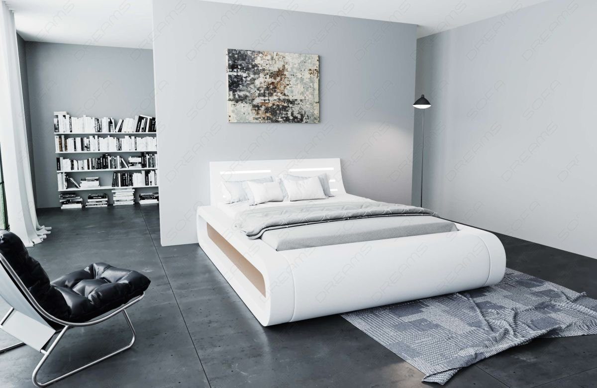 Sofa Dreams Boxspringbett Sorano (6 Teile), LED-Beleuchtung im Kopfteil, Bett in Kunstlederbezug, Matratze, Topper