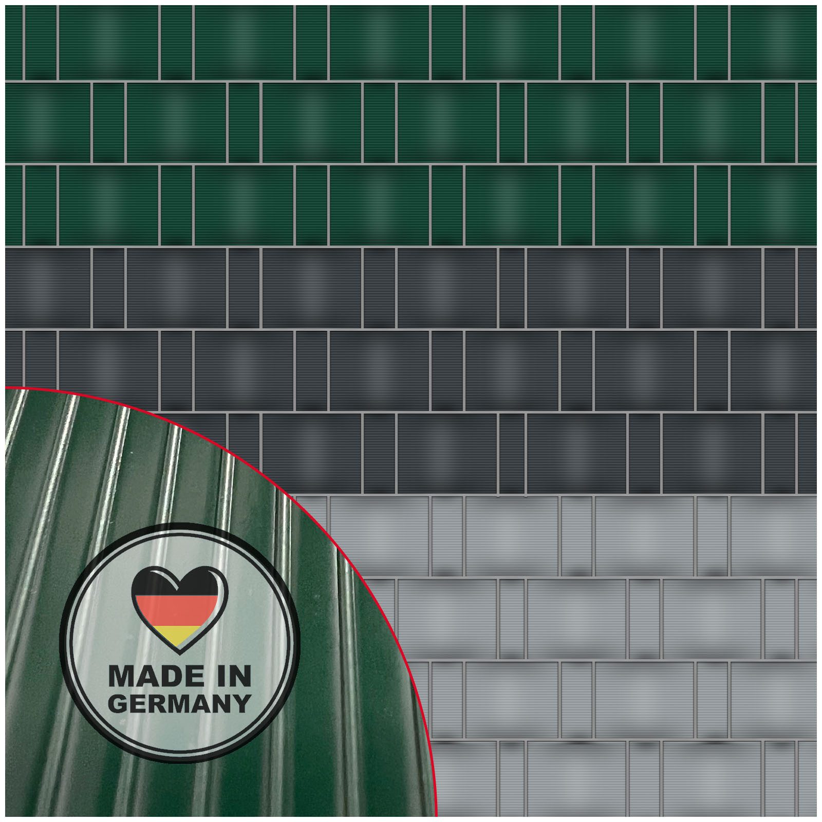 NOOR Sichtschutzstreifen PP PRO extra stark - für Doppelstabmattenzaun, (10-St), robuste Zaunblende gerillt - 0,19 x 2,55m - langlebig