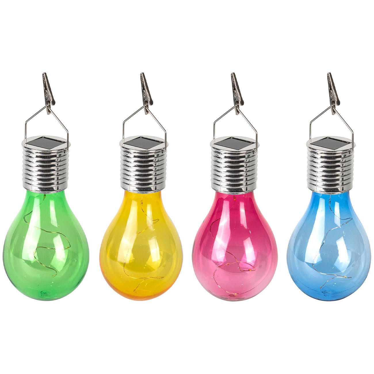 Casativo LED-Lichterkette Solar LED-Lampen Glühbirnen Deko Partyleuchte Gartenlampe je Ø7,5 cm, mit Dämmerungssensor & Klemme zum Aufhängen/kabellos