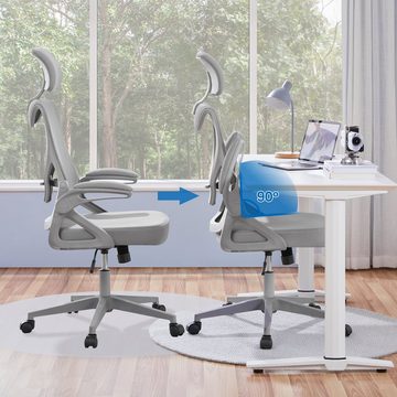Yaheetech Drehstuhl, Bürostuhl Ergonomisch, Schreibtischstuhl mit Hochklappbaren Armlehnen