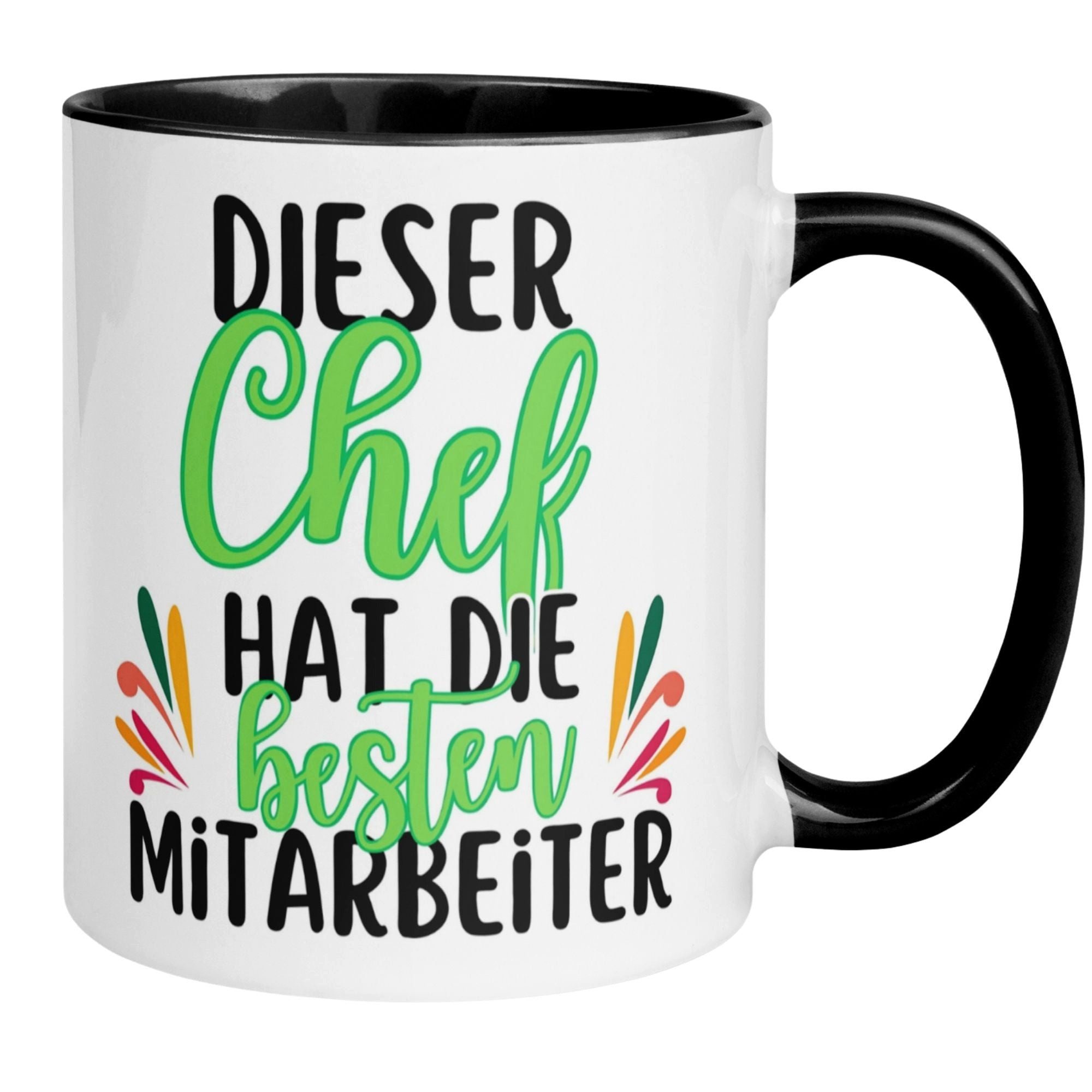 Momentals Tasse Chef – „Dieser Chef hat die besten Mitarbeiter“ – Geschenk Bester Chef, Beidseitiger Druck · Links- & Rechtshänder · Spülmaschinenfest