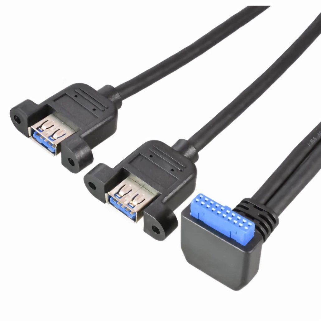 Bolwins F48 USB 3.0 Verlängerungskabel intern 19p Pfostenbuchse 19p 2x USB  3.0 Computer-Kabel