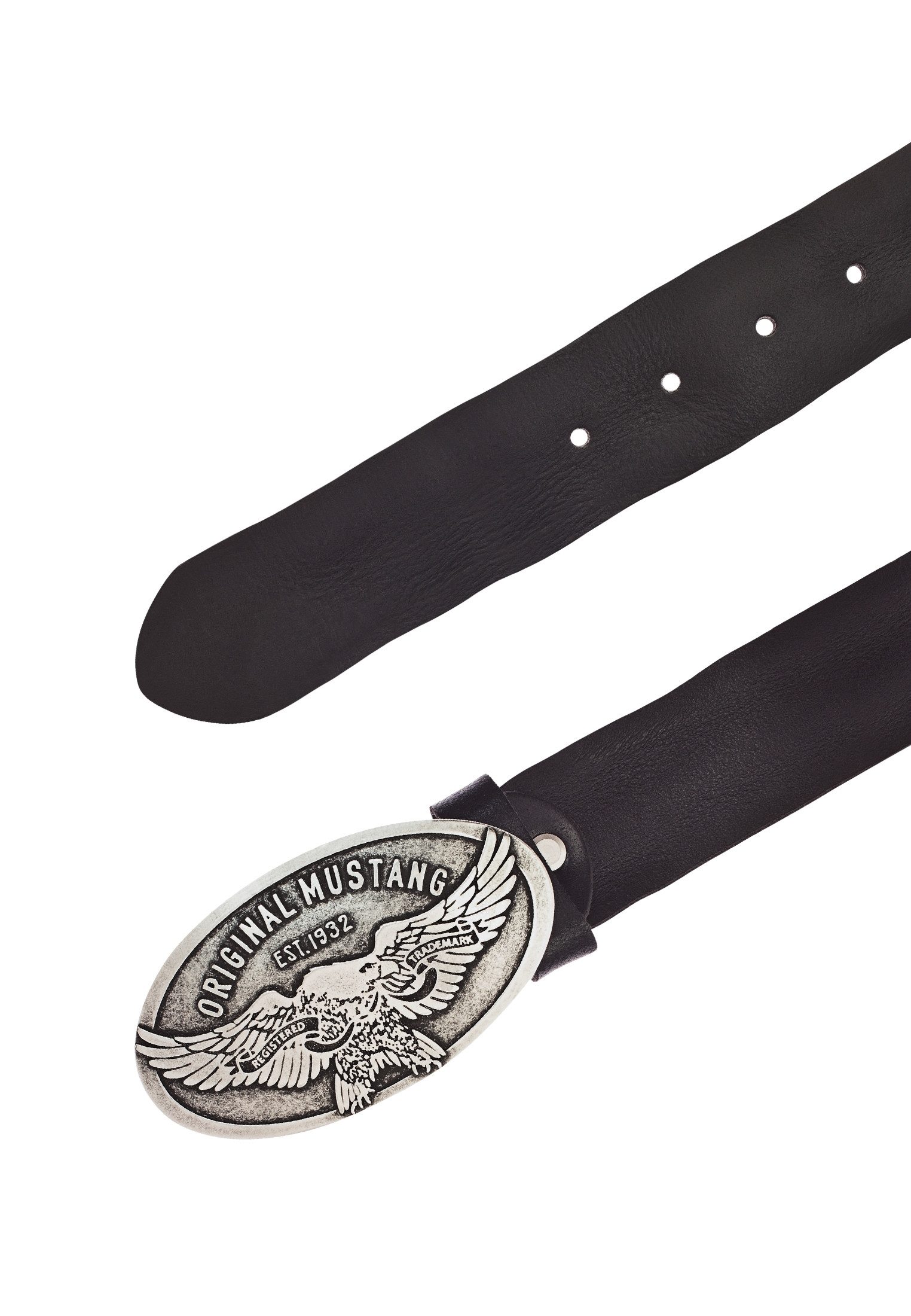 MUSTANG Koppelgürtel "Cody" Vintag-Schließe mit Adler, 4 cm, Used-Look