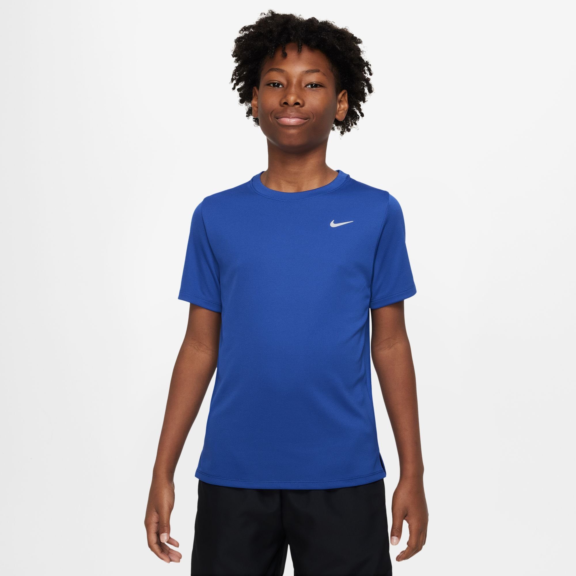 Nike Trainingsshirt DRI-FIT MILER BIG TOP SILV (BOYS) SHORT-SLEEVE TRAINING ROYAL/REFLECTIVE GAME KIDS'