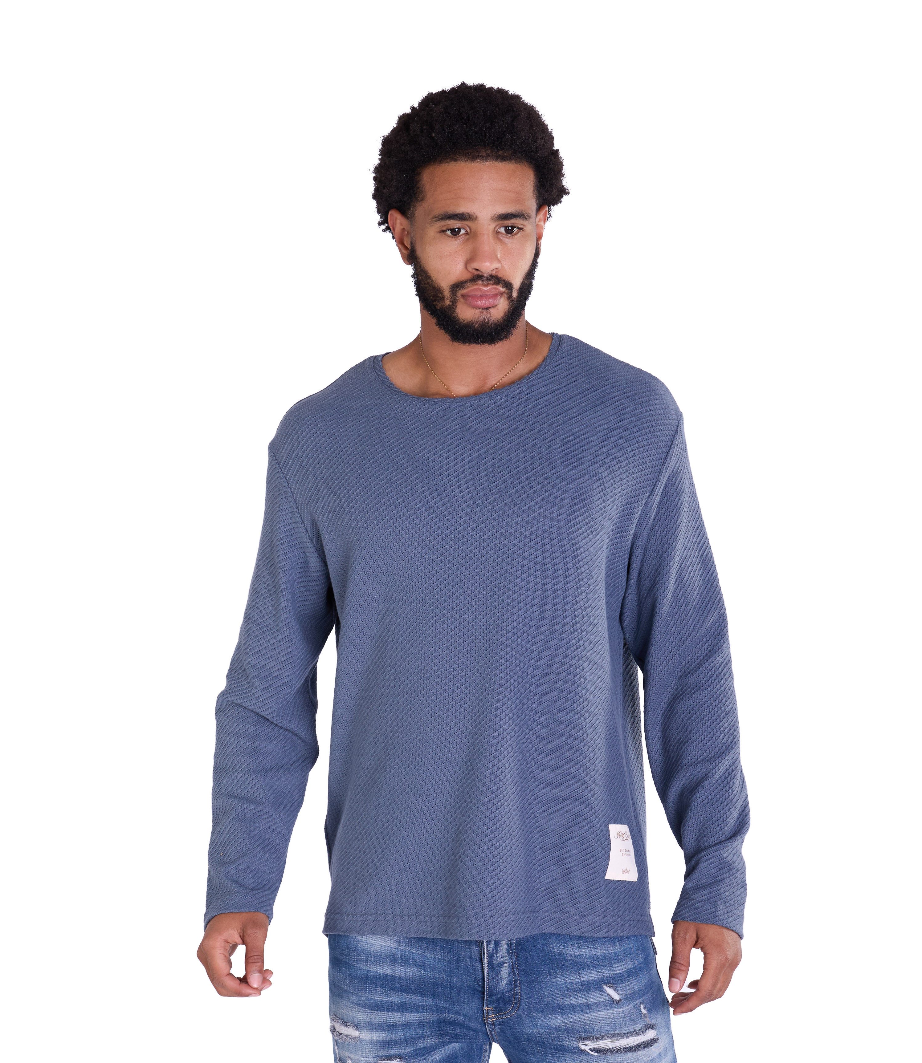 Denim Distriqt Longsleeve mit ausgefallenem Kragen günstig online kaufen