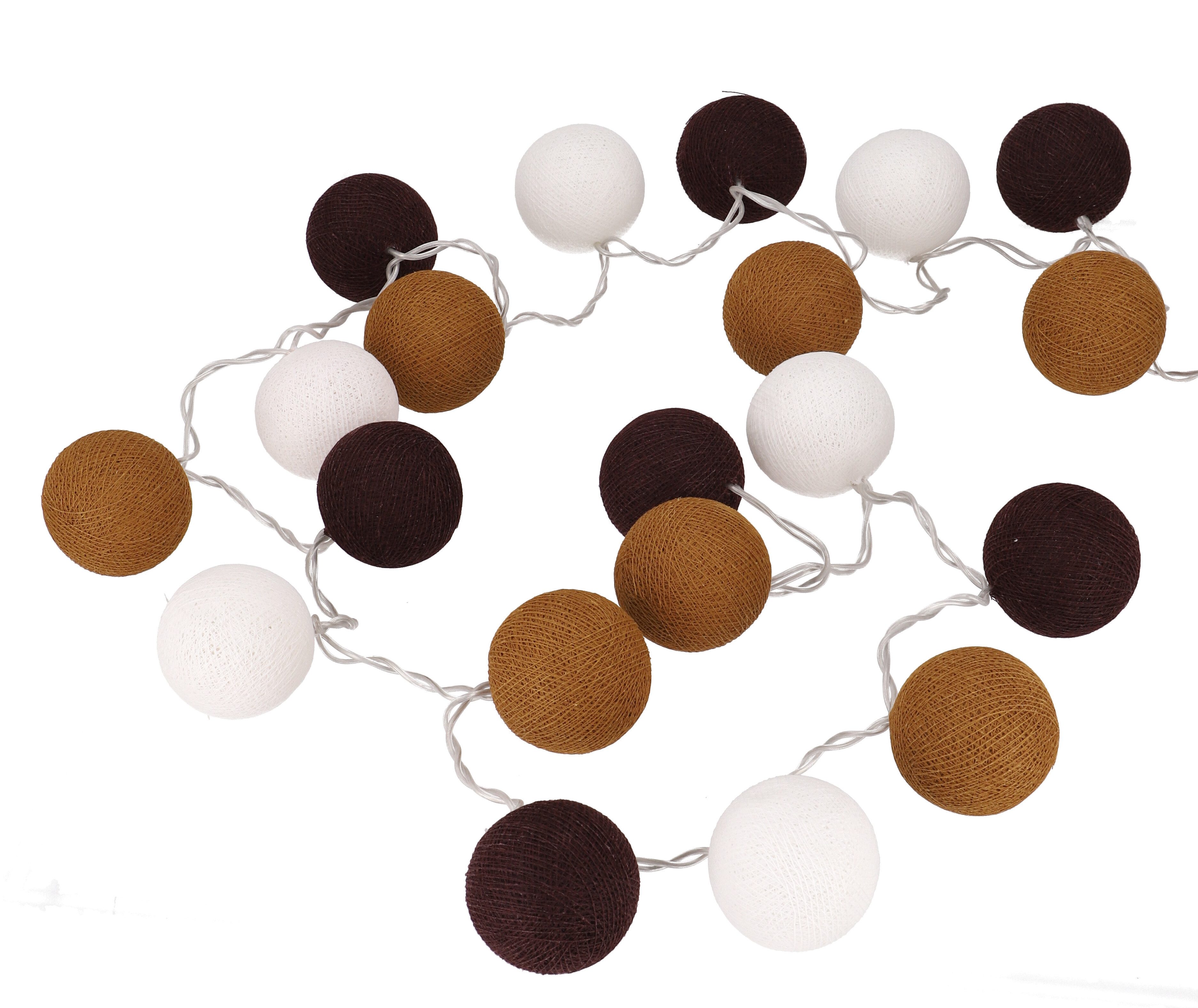 Guru-Shop LED-Lichterkette Stoff Ball Lichterkette, 20`er LED Kugel..