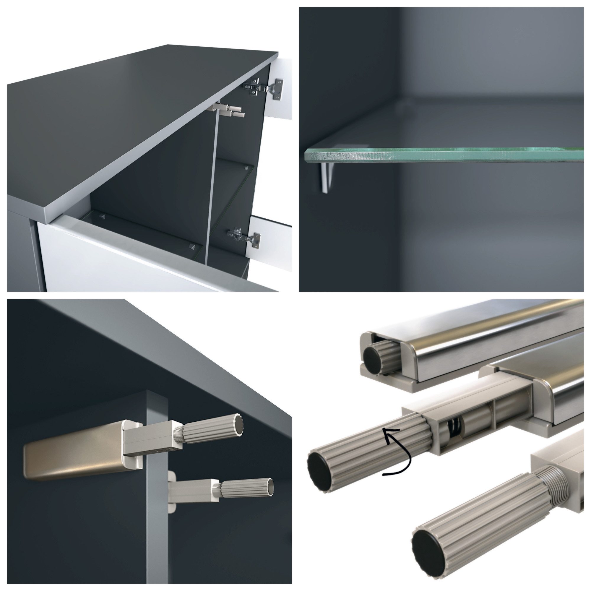 Vladon Kommode Bari V3 (Moderner Küchenschrank, mit 2 großen Glastüren inkl. RGB Beleuchtung), Anthrazit matt / Eiche sägerau (92,5 x 73.5 x 35)