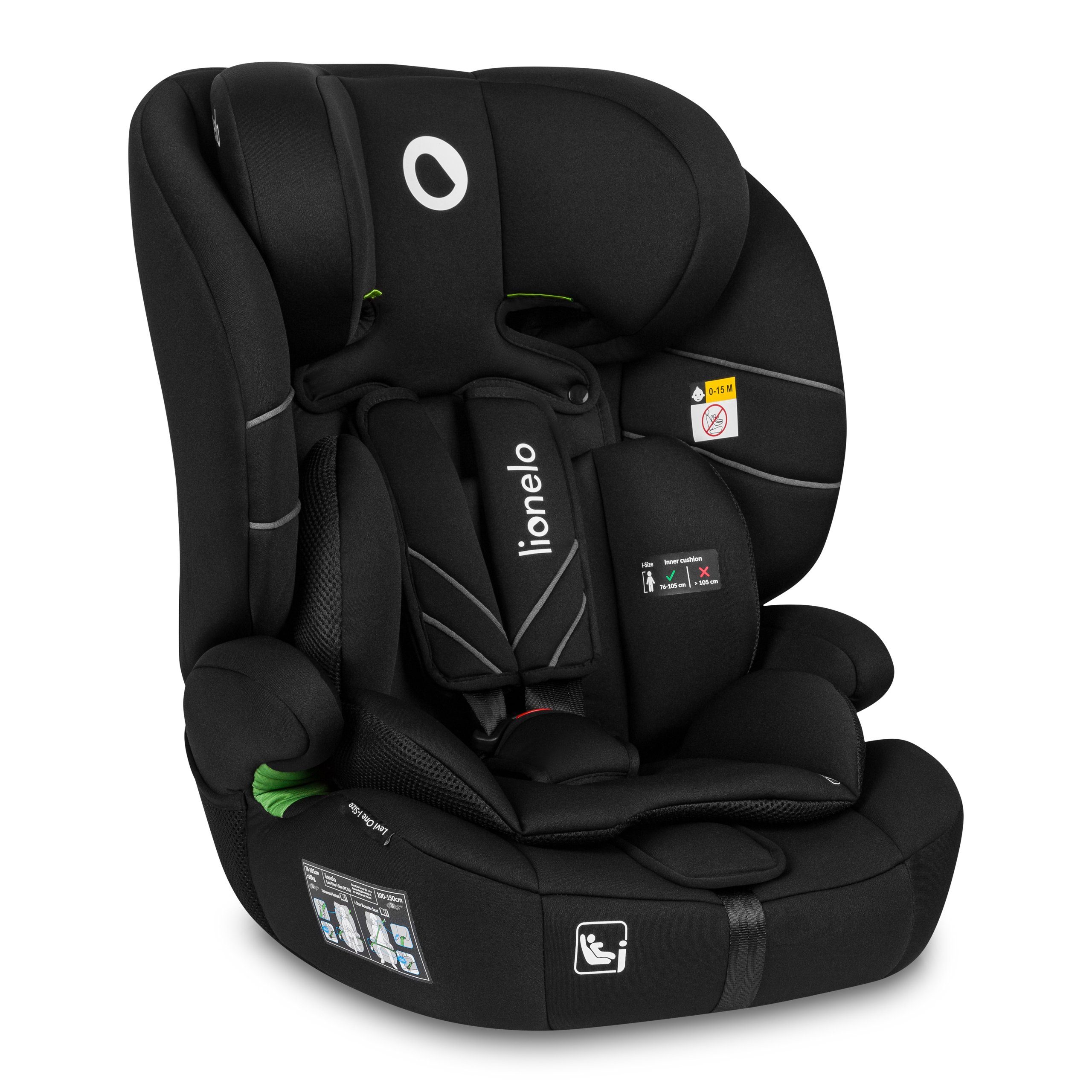 lionelo Autokindersitz LEVI ONE I-SIZE, ab: 12 Monaten, bis: 12 Jahren, ab: 76,00 cm, bis: 150,00 cm, (Set), i-Size R129 / Memory Foam / Dri-Seat