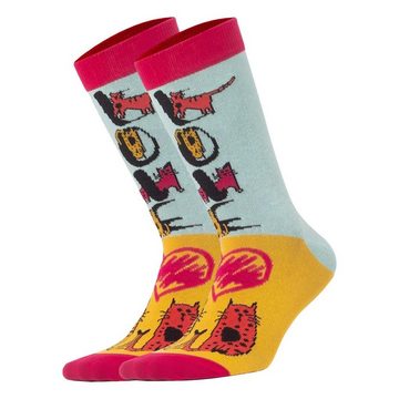 BIGGDESIGN Socken Biggdesign Cats Damen Socken Set, Baumwolle, Größe 36-40, 3er Pack (1-Paar)