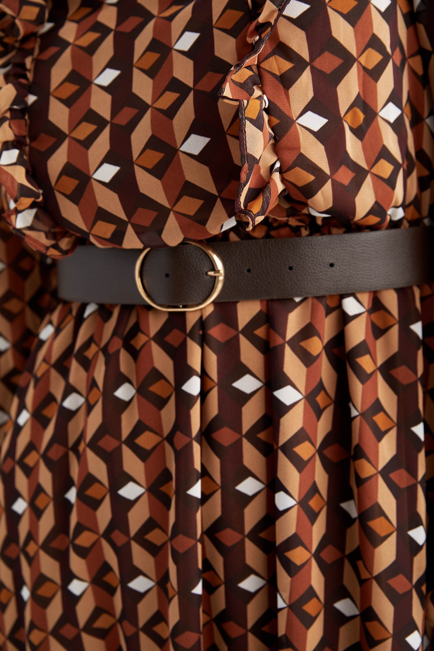 Damen Blusenkleid ELASTIC DeFacto Blusenkleid Kamel WAIST DRESS