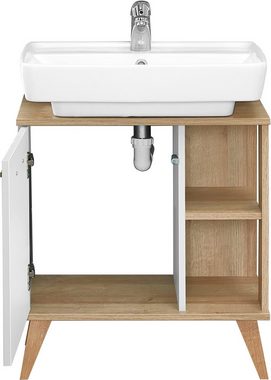 Saphir Badmöbel-Set Quickset 2-teilig, Waschbeckenunterschrank mit LED-Spiegel, (3-St), Waschplatz inkl. Türdämpfer, 60,5 cm breit, 1 Tür, seitliche Ablagen