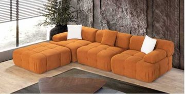 JVmoebel Ecksofa Oranges L-Form Sofa Wohnzimmer Luxus Couch Ecksofa Holz Textil Möbel