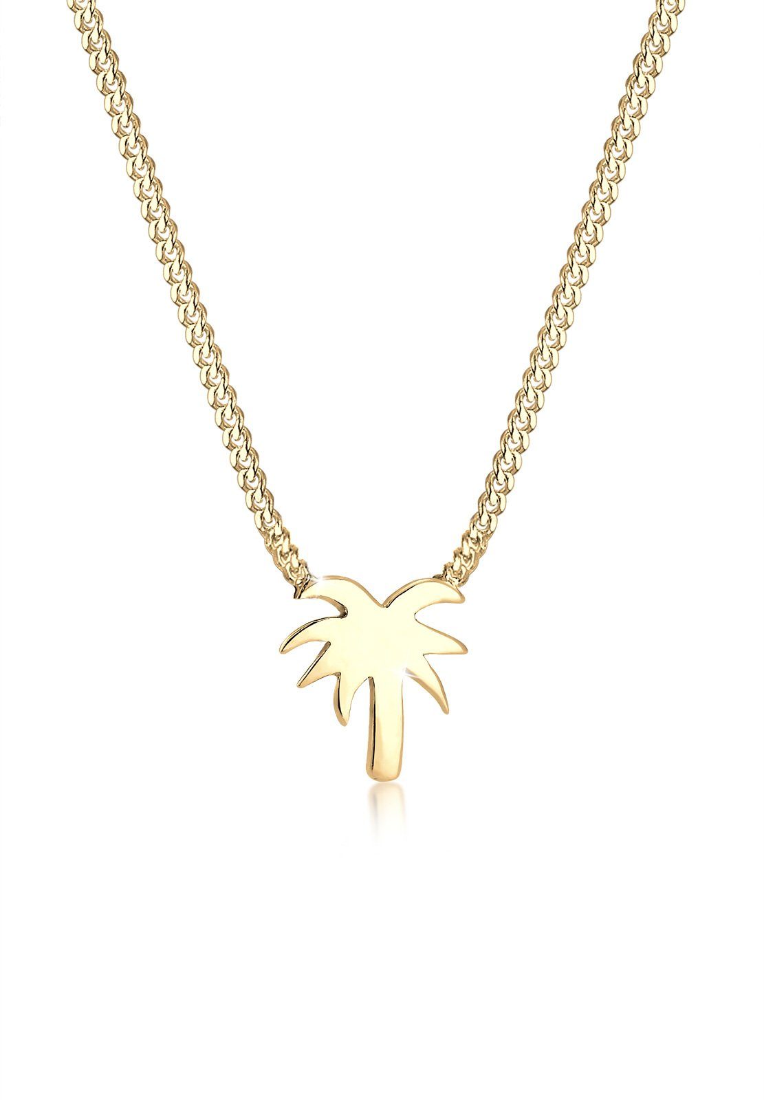 Elli Kette mit Anhänger Palme Strand Sommer 925 Sterling Silber vergoldet, Palme