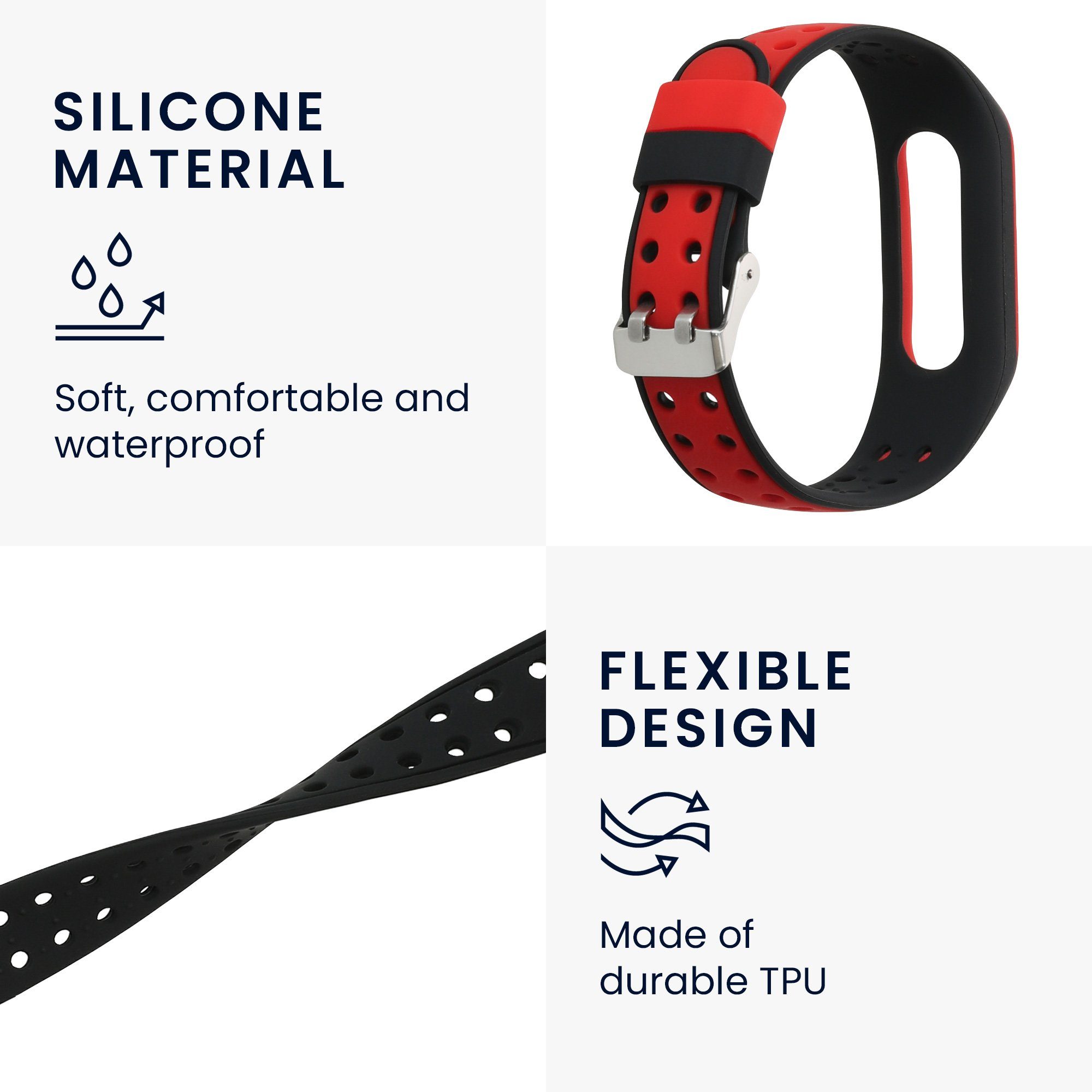 kwmobile 2x Uhrenarmband für Xiaomi Mi Band 4 / Mi Band 3 Armband Smartwatch, 2-tlg., Fitnesstracker Band Set aus TPU Silikon - Ersatzarmband Smartwatch