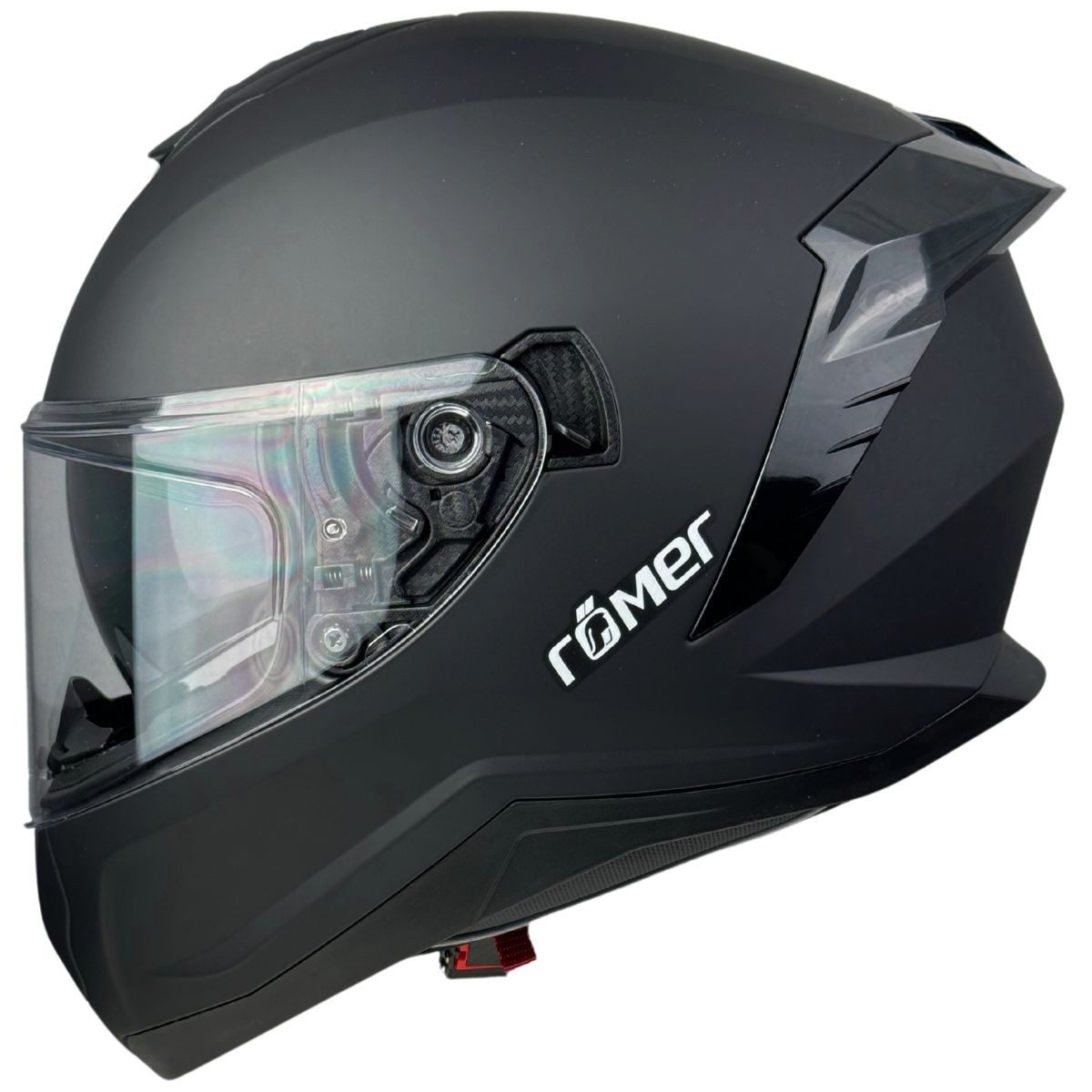 RÖMER HELME Motorradhelm RR20170 - Integralhelm mattschwarz mit Sonnenvisier & Belüftung