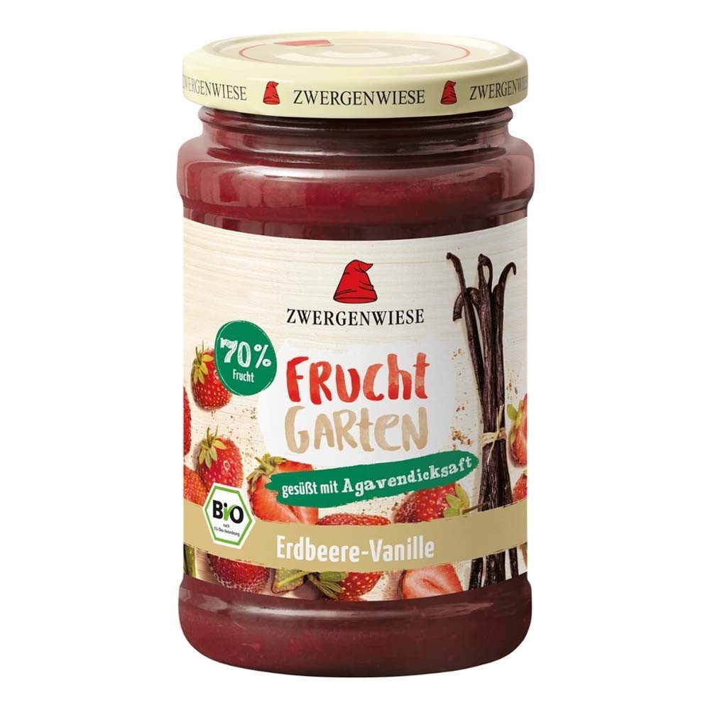 Zwergenwiese Fruchtaufstrich Fruchtgarten - Erdbeere-Vanille 225g
