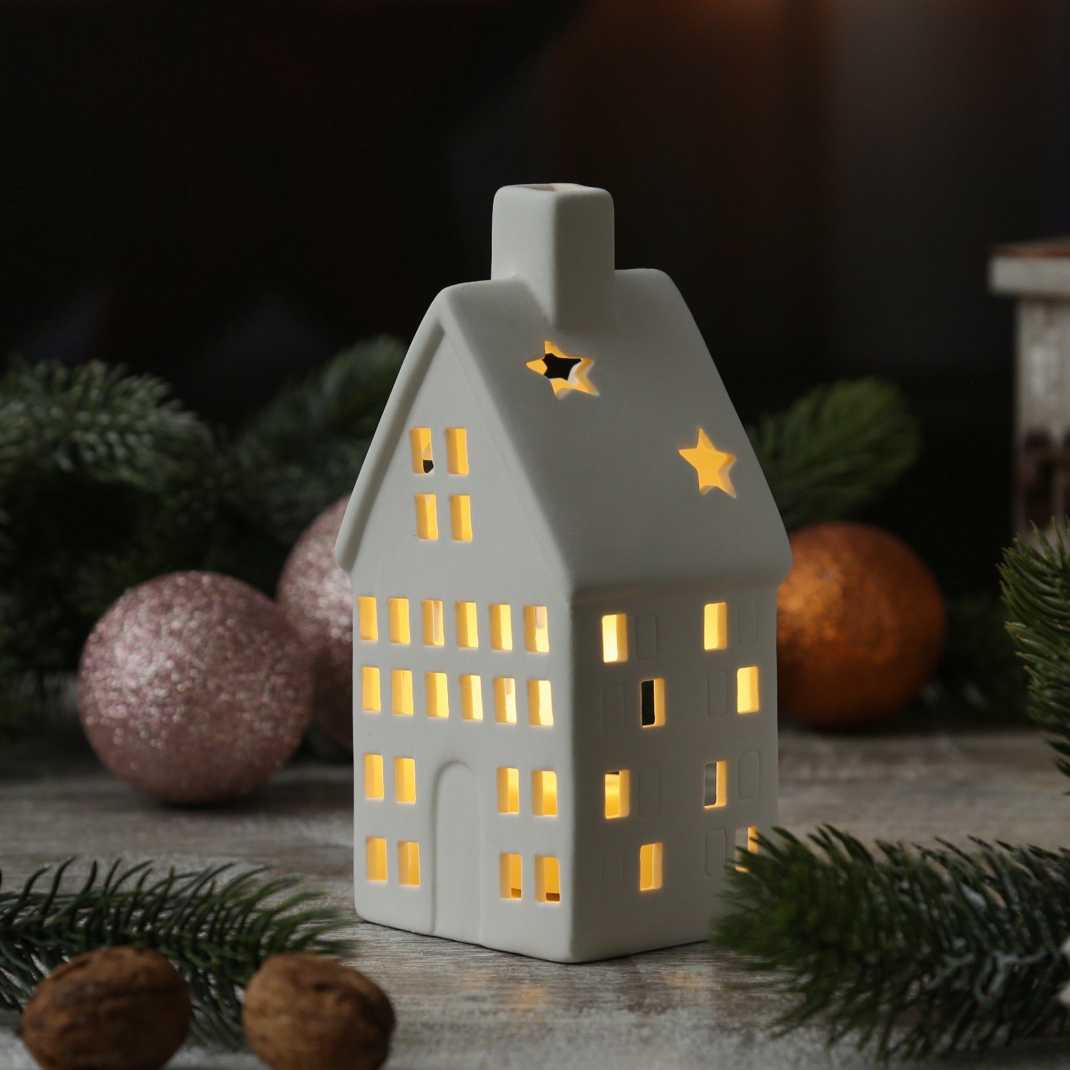 MARELIDA Teelichthalter Teelichthalter Haus Porzellan Windlicht Lichthaus T günstig online kaufen