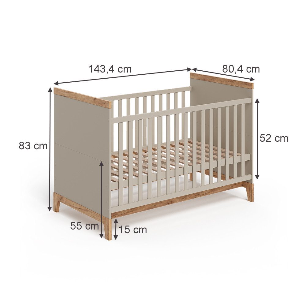 VitaliSpa® Babybett Malia, Cashmere/Artisan, 70x140 cm, 1-tlg.