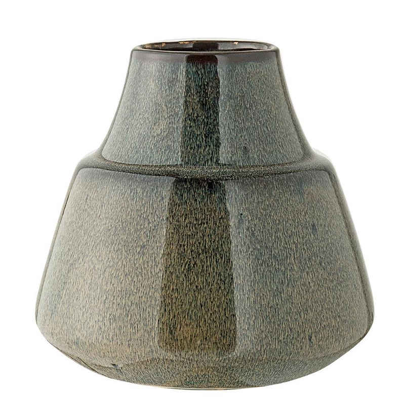 Bloomingville Dekovase Berna Vase, Green, Stoneware, Ø17cm x 16cm, Keramik Blumenvase Dekovase Handmade dänisches Design, grün