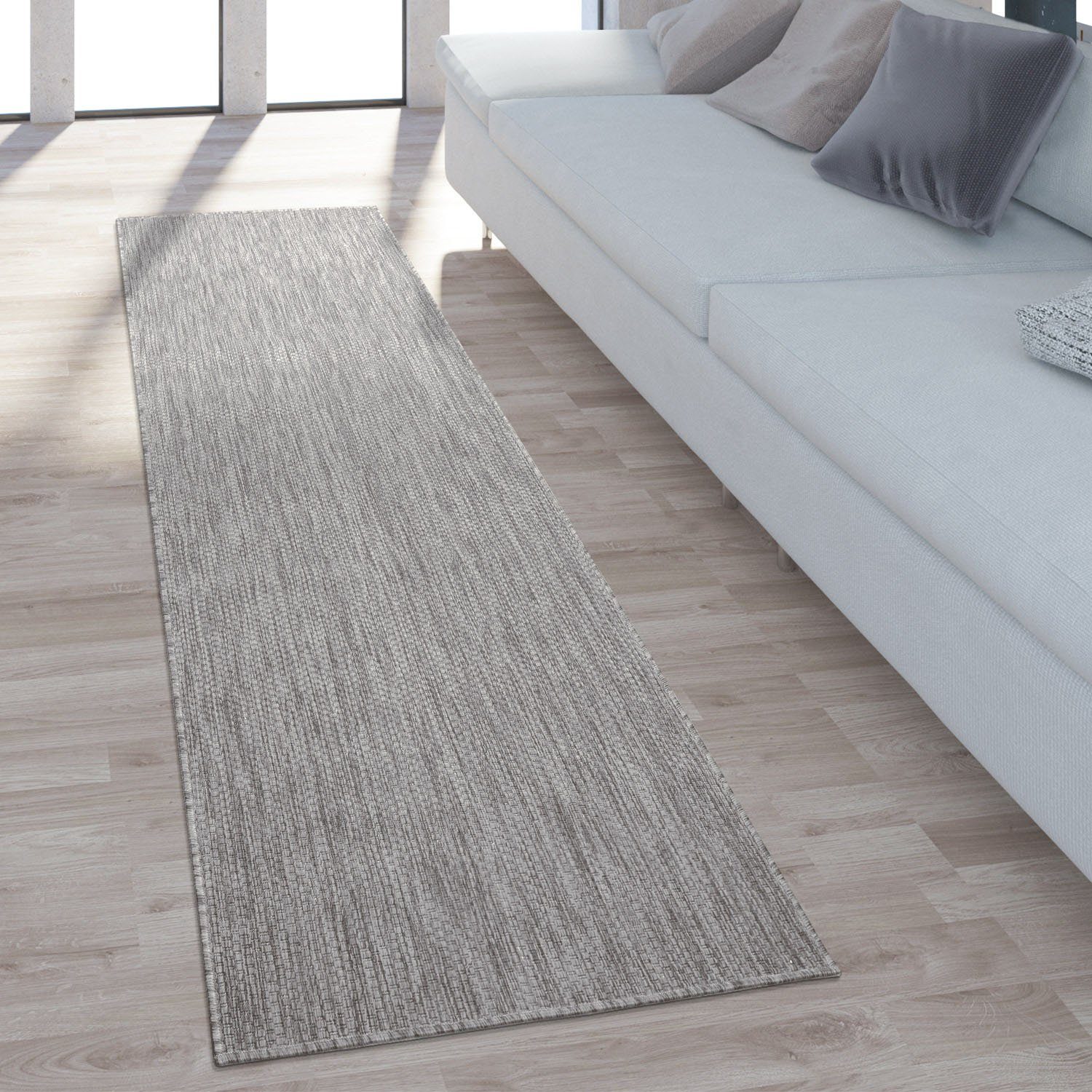 Läufer Venedig, Home affaire, rechteckig, Höhe: 5 mm, lachgewebe, Sisal-Optik, meliert, UV-beständig, Outdoor geeignet grau | Kurzflor-Läufer