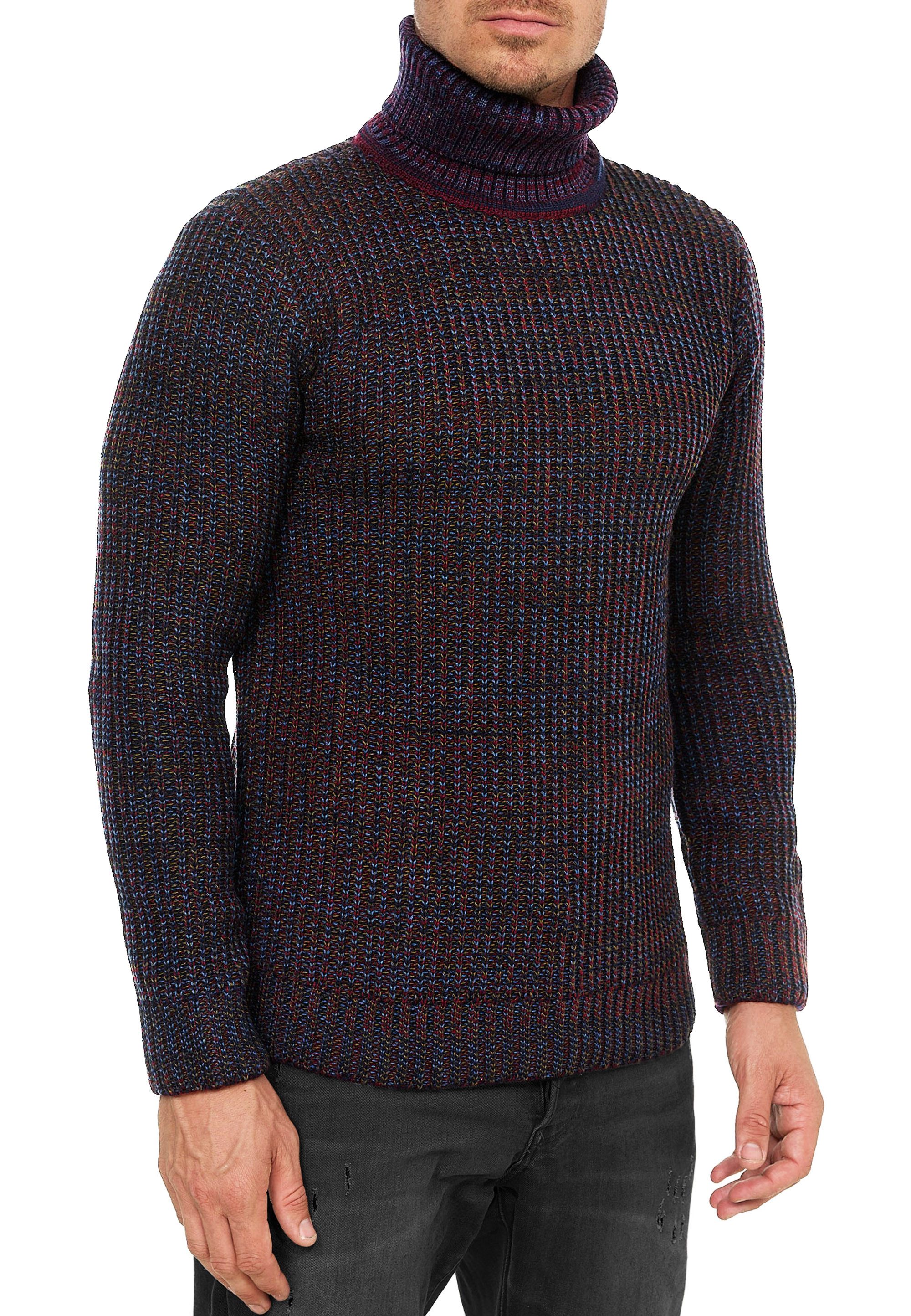 R-NEAL Rollkragenpullover Melierter Grobstrick Rollkragen Pullover Streetwe günstig online kaufen