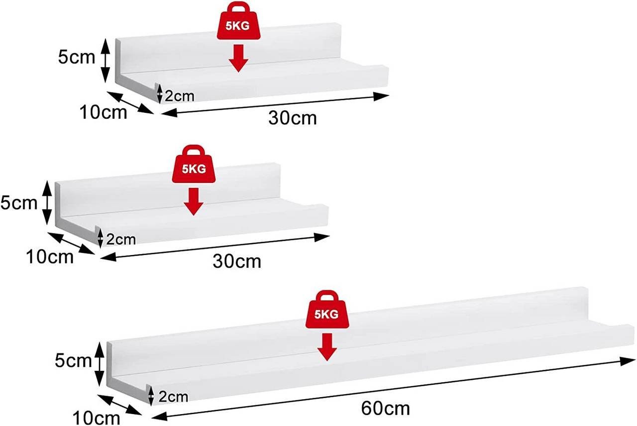 Woltu Wandregal, 3-tlg., Bilderleiste, Fotoleiste Bilderregal Fotohalter