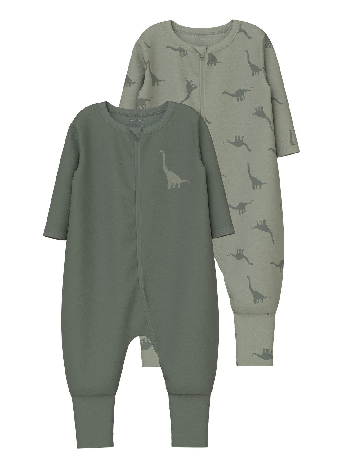 NAME IT Herren Schlafanzug 2er Pack - Grau Mit Dino-Muster