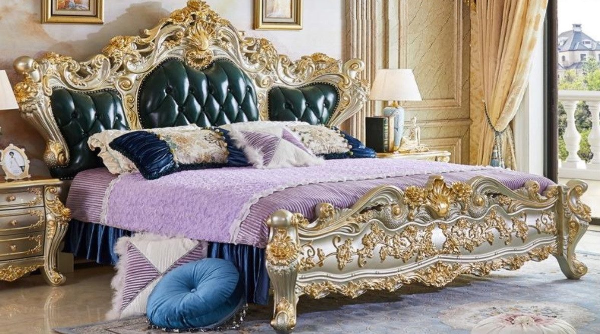 JVmoebel Schlafzimmer-Set JVMoebel Bett mit Nachttischen in elegantem Grauholzton, (3-tlg)