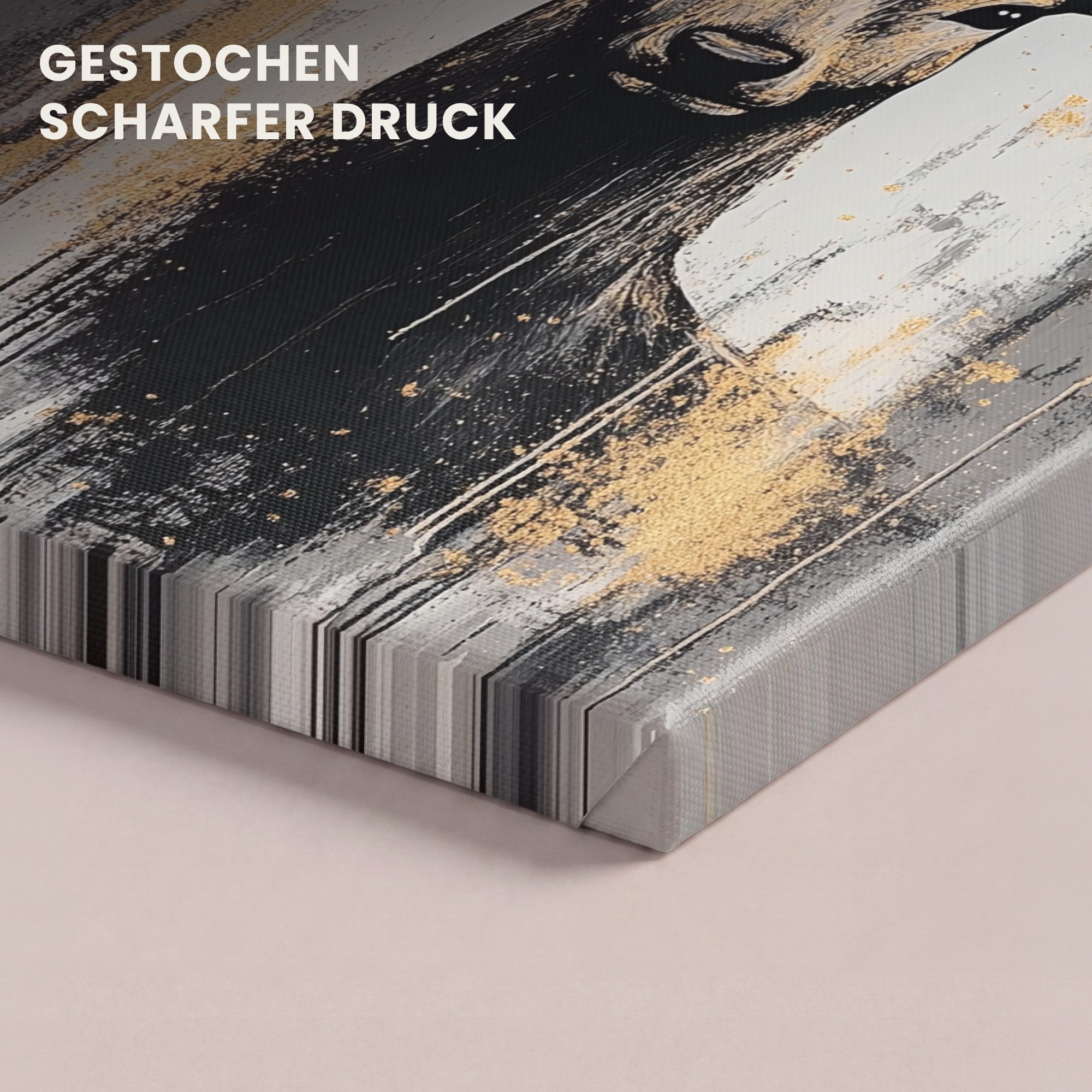 OneMillionCanvasses® Leinwandbild Abstrakt - Hirsch - Geweih - Gold, Fotodruck (1 St), Leinwand Bilder Klein, Wand Dekoration Aesthetic 30x20 cm – Bild 3 von 5