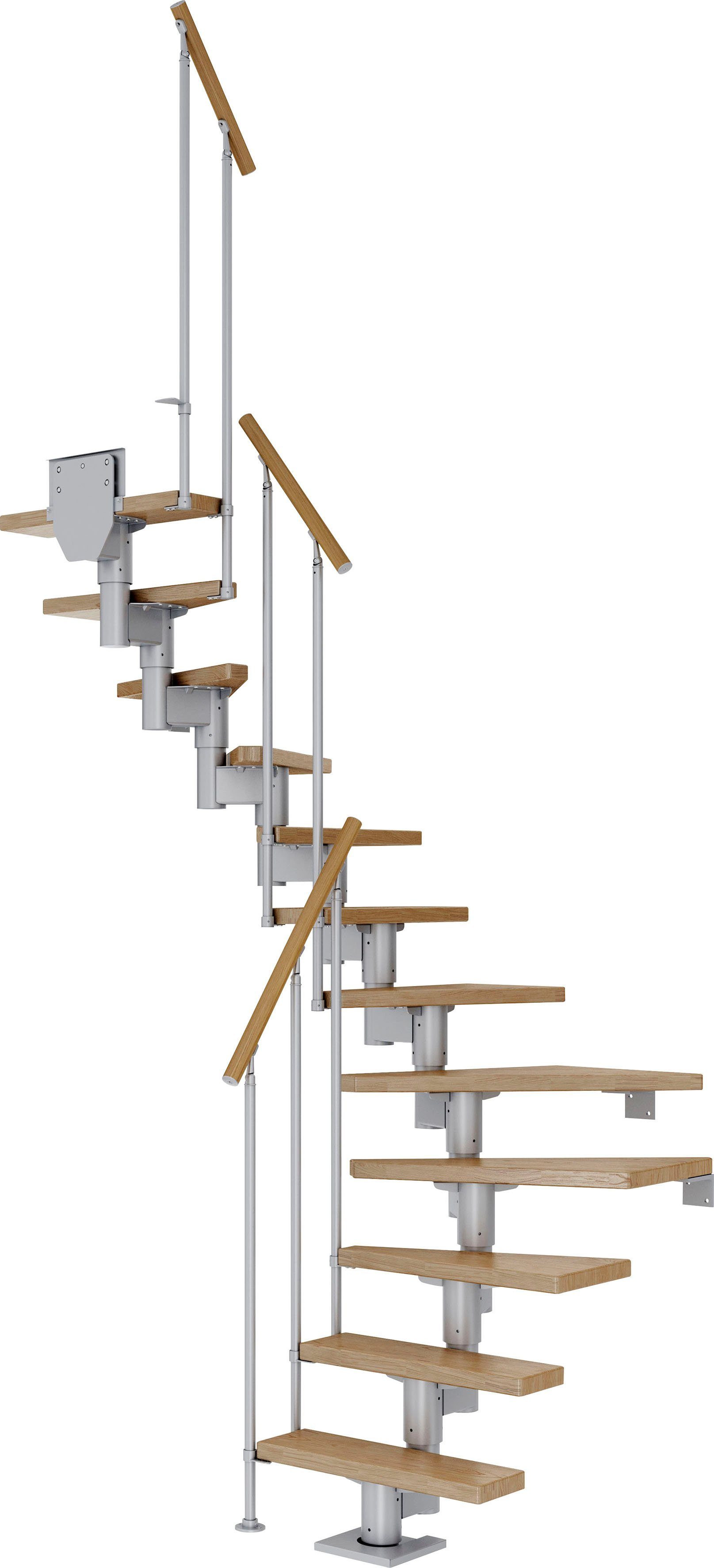 Dolle Mittelholmtreppe Dublin, für offen, Eiche/Metall 270 cm, Geschosshöhen Stufen bis