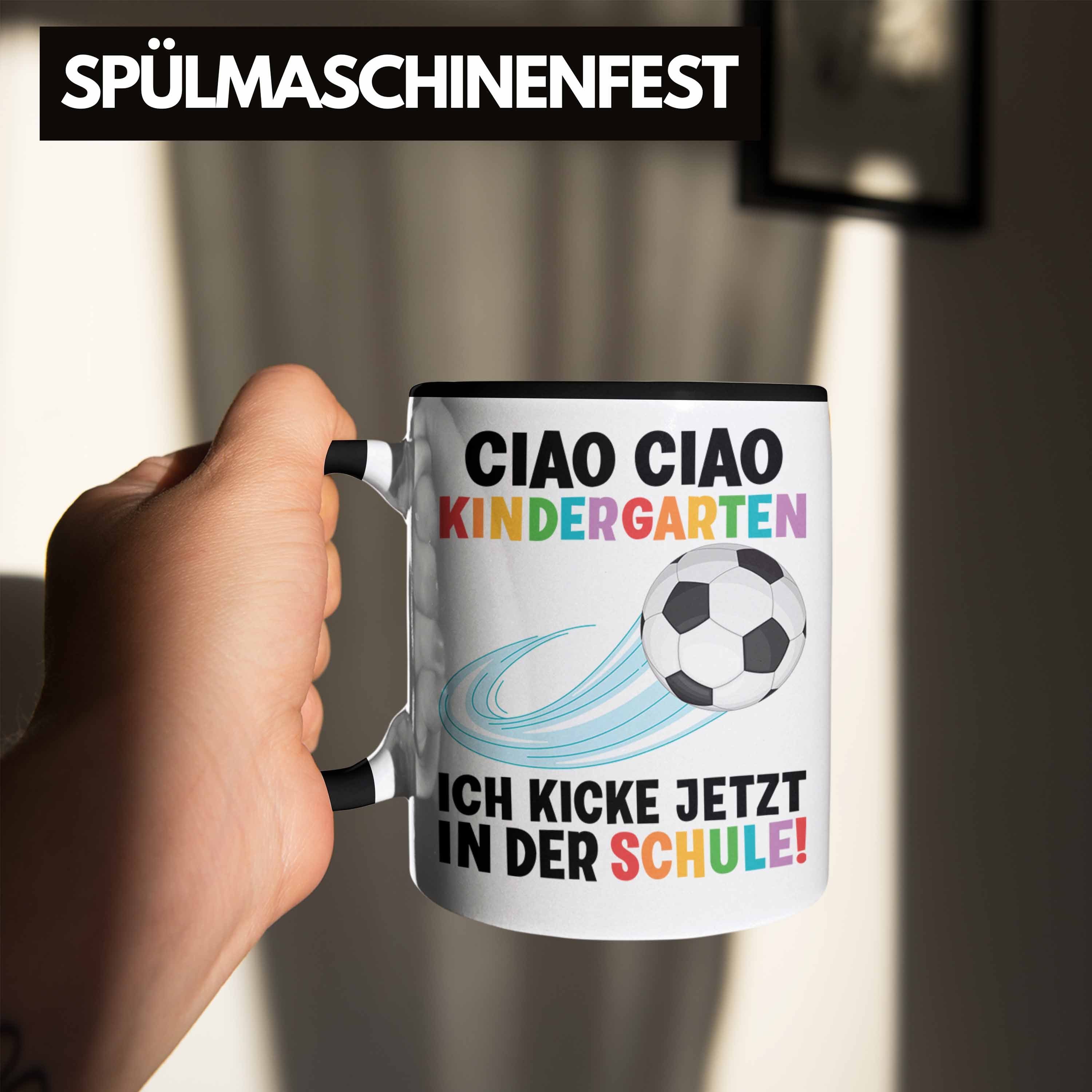 Geschenkidee Trendation 2022 Fußball Schultag Schulstart 1. für Schultüte Füllung Schwarz - Schulanfang Tasse Tasse Junge Einschulung Trendation Schuleinführung Schulkind Geschenk