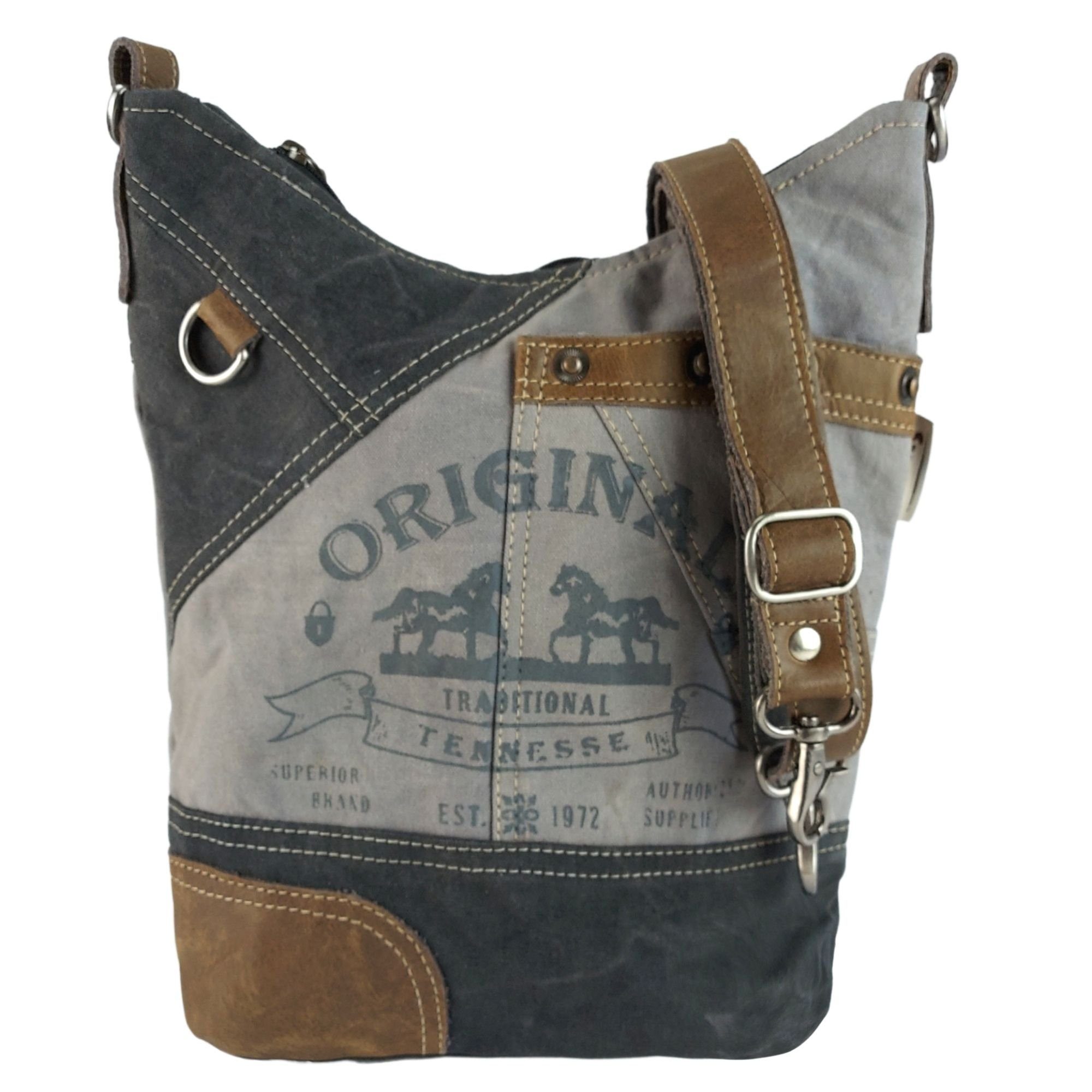 Sunsa Umhängetasche Graue Form Hobo Vintage Aufdruck in Pferde mit Tasche. 52515 Umhängetasche