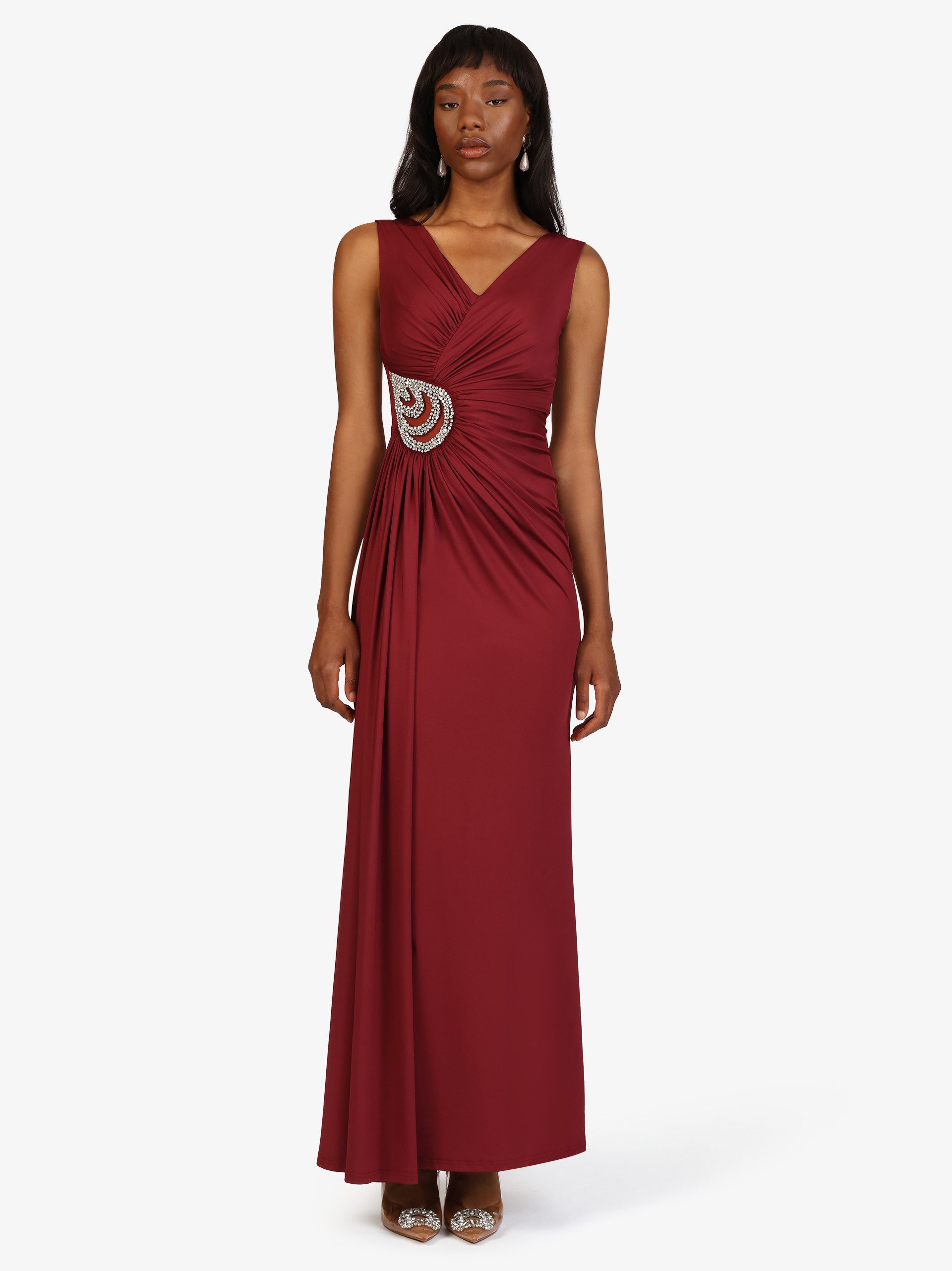 Kraimod Abendkleid mit Drapierung und Zierstein-Detail