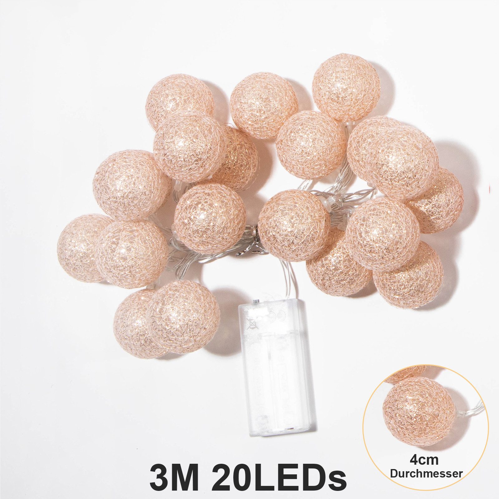 MUPOO LED-Lichterkette Wattebällchen Lichterkette Batteriebetrieben Festdek günstig online kaufen